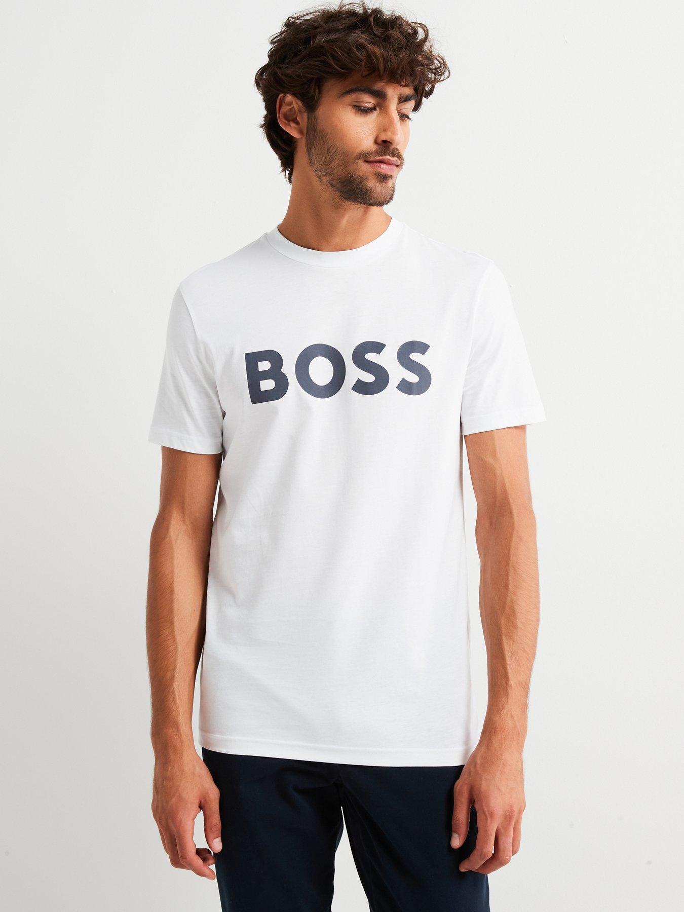 BOSS Boss Thinking 1 Regular Fit Large Logo T-Shirt - White