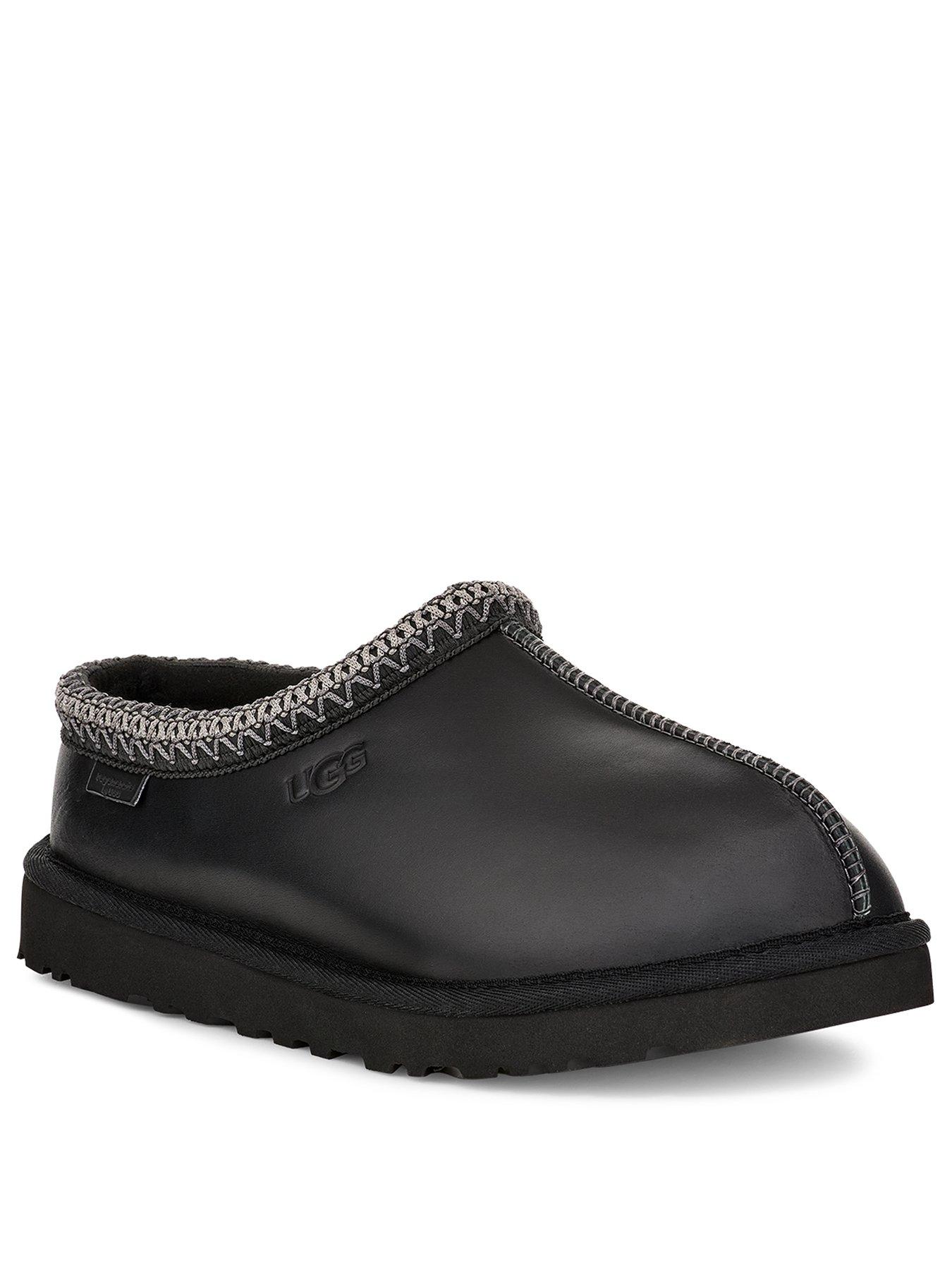 ugg-mens-leather-regen-tasman-slippers-blackstillFront