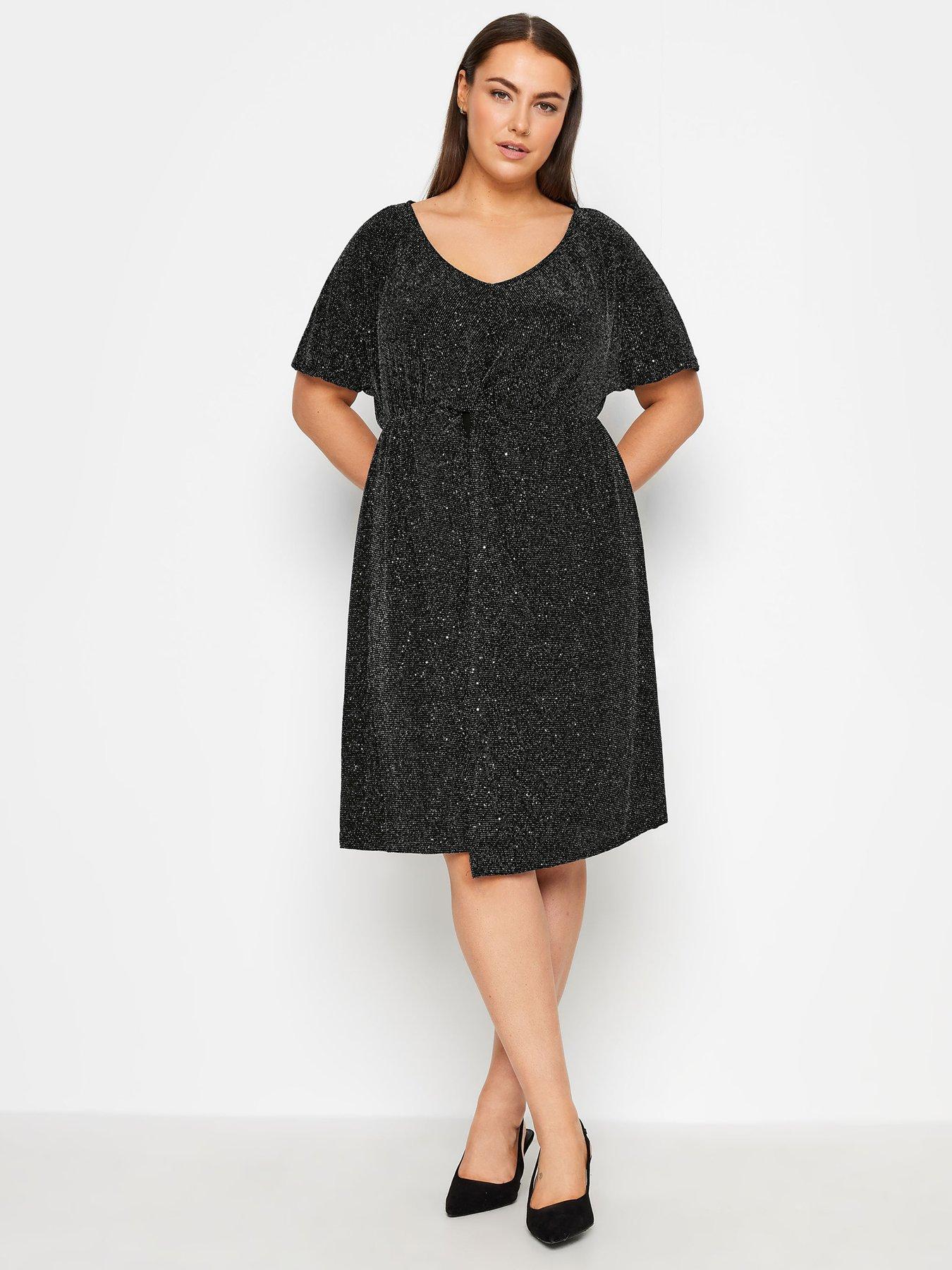 evans-sparkle-twist-wrap-dress-black