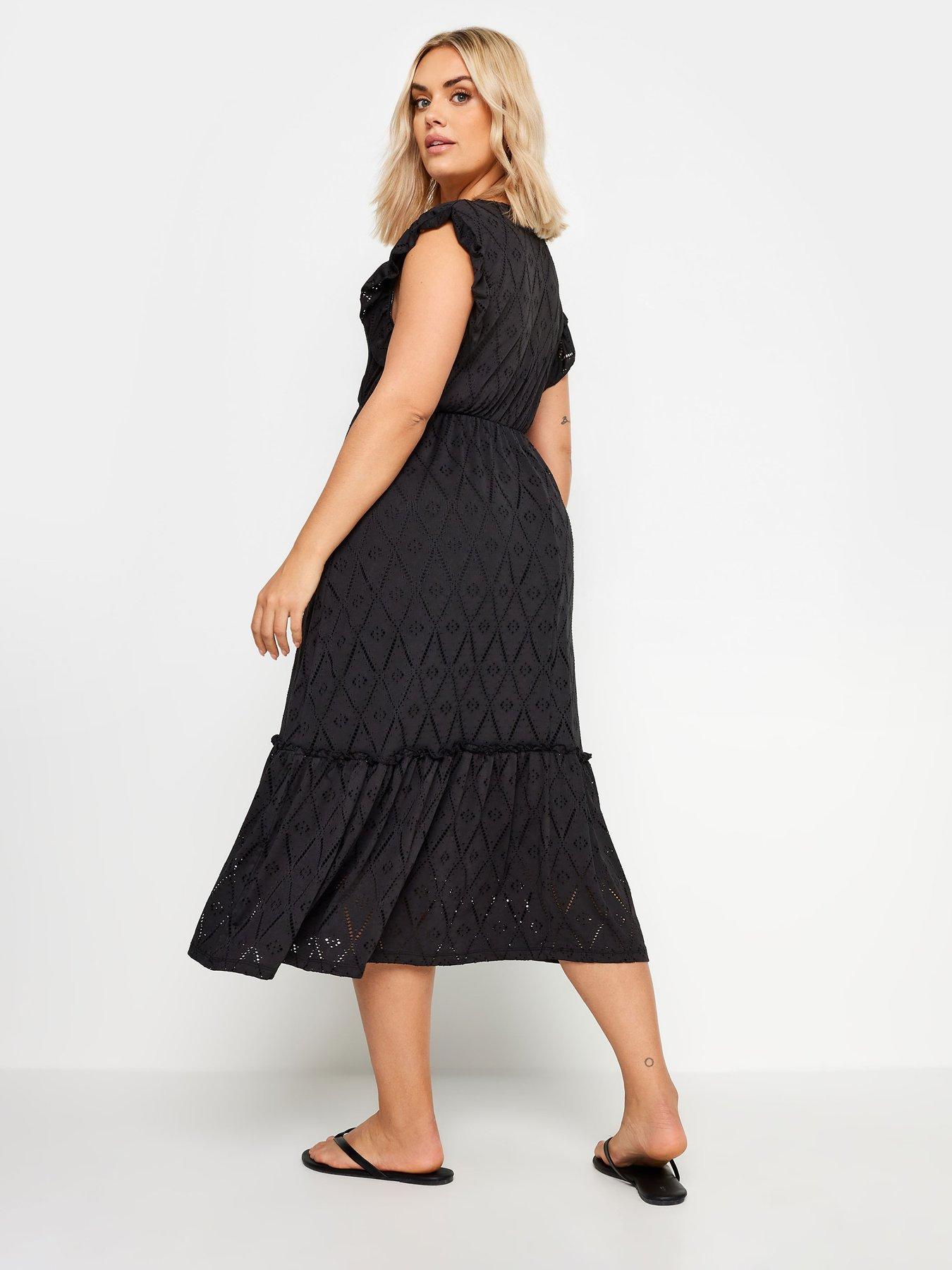 yours-curve-broderie-anglaise-dress-blackstillFront