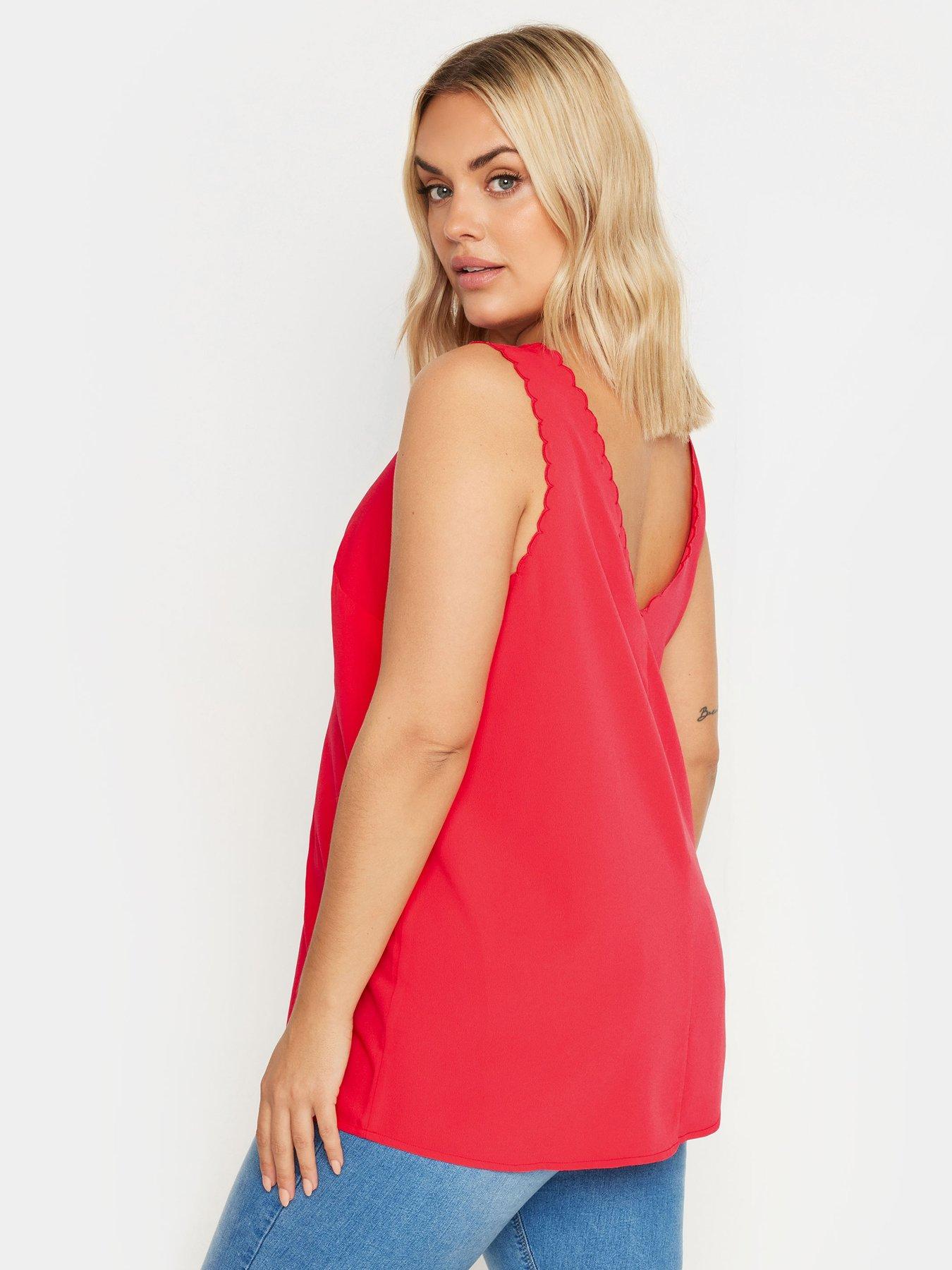 Image 2 of 4 of Yours Curve Scallop Edge Cami - Red