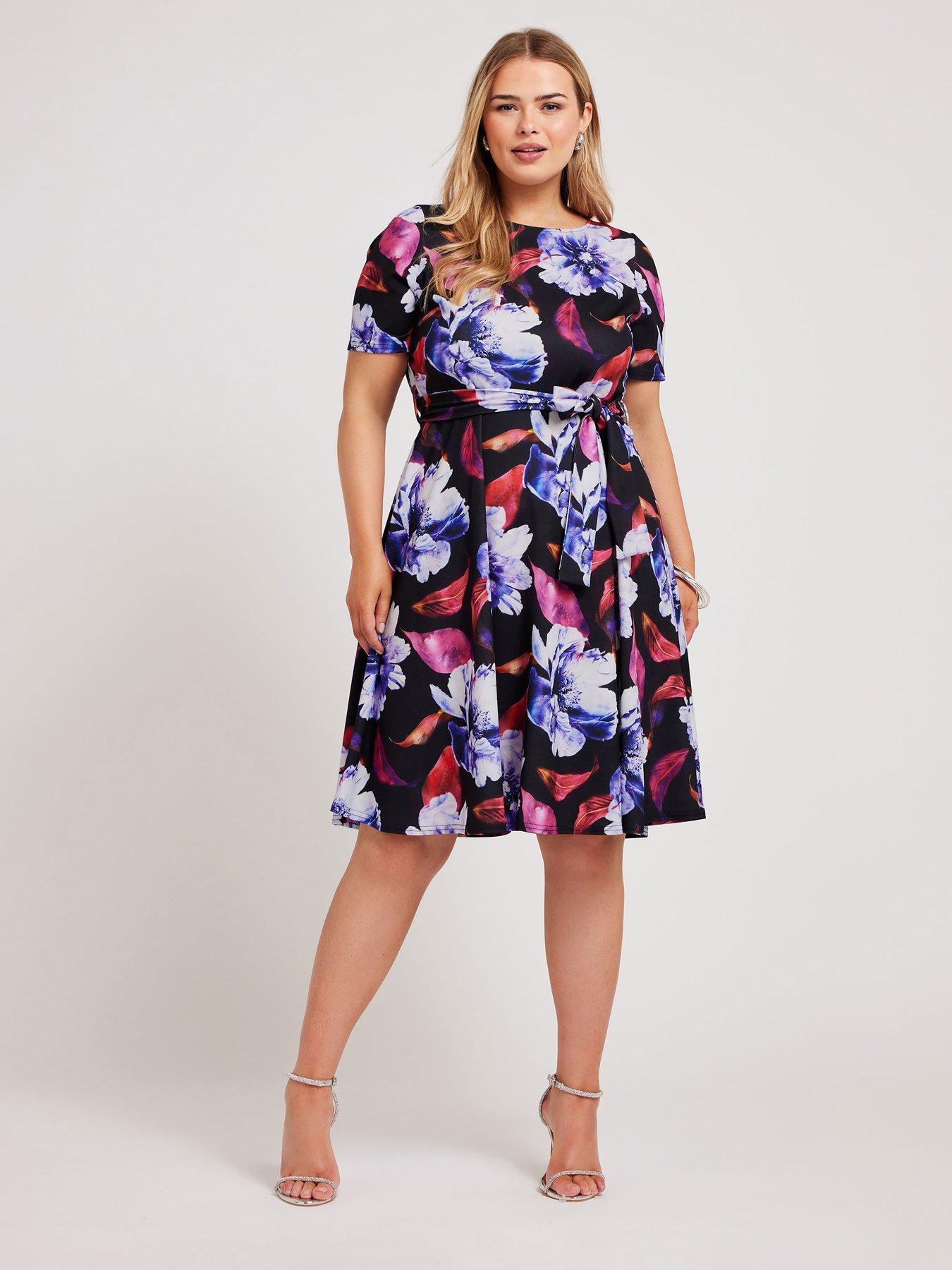 yours-curve-floral-skater-dress-black