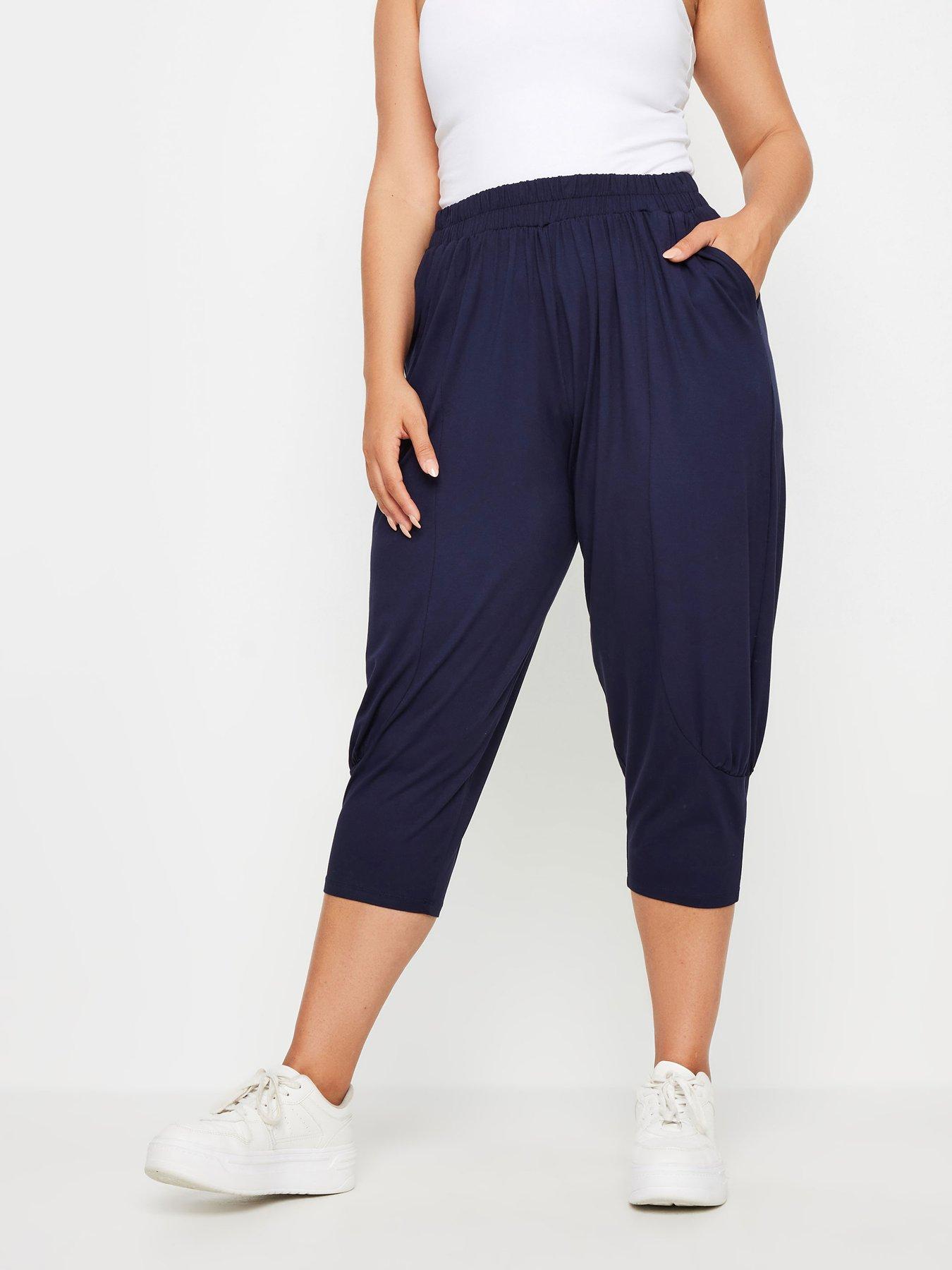 Image 1 of 4 of Yours Curve Ruched Cropped Harem - Blue