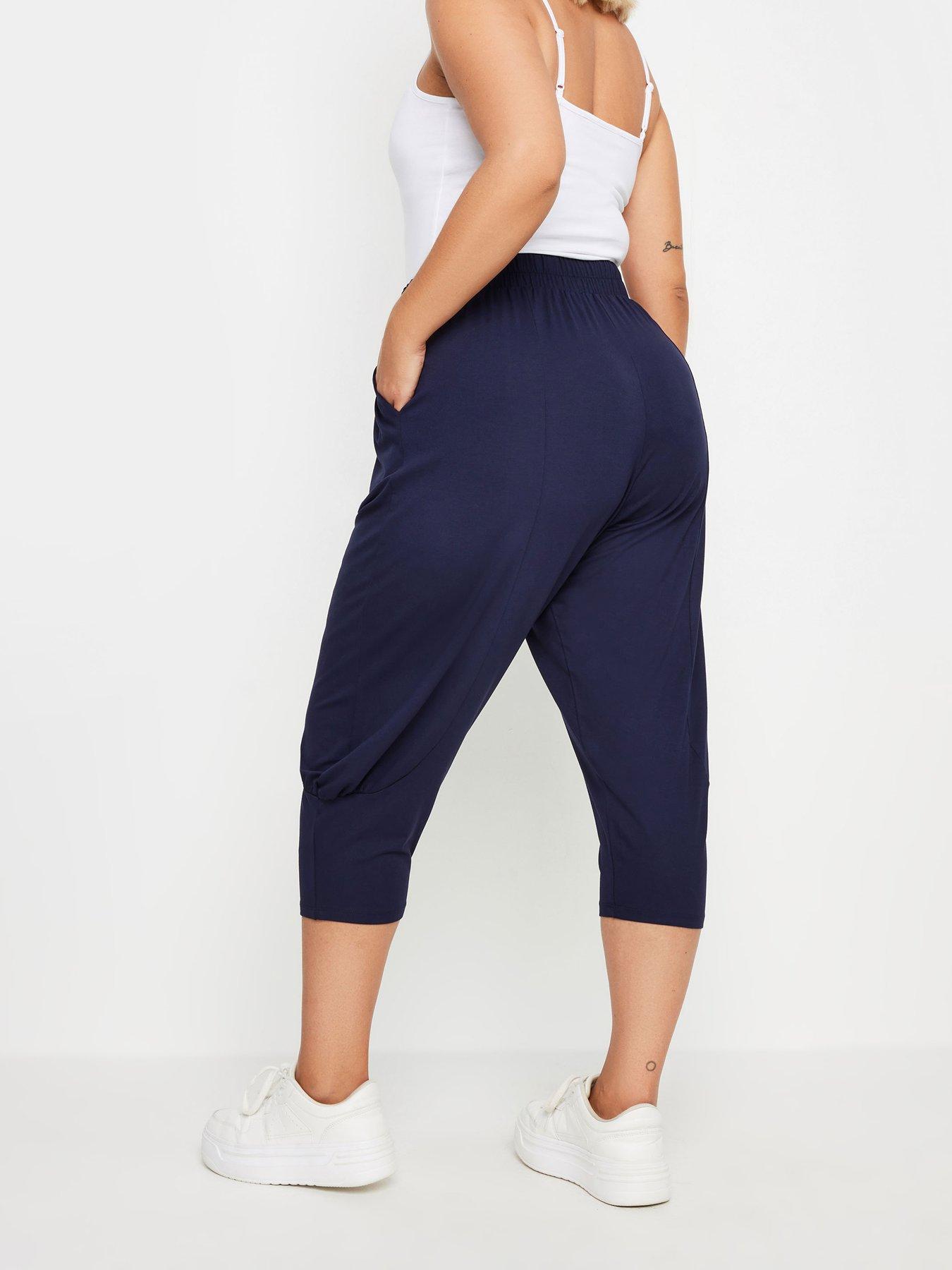 Image 2 of 4 of Yours Curve Ruched Cropped Harem - Blue