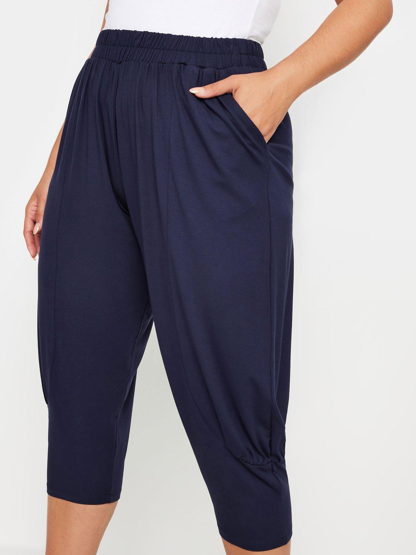 Image 4 of 4 of Yours Curve Ruched Cropped Harem - Blue