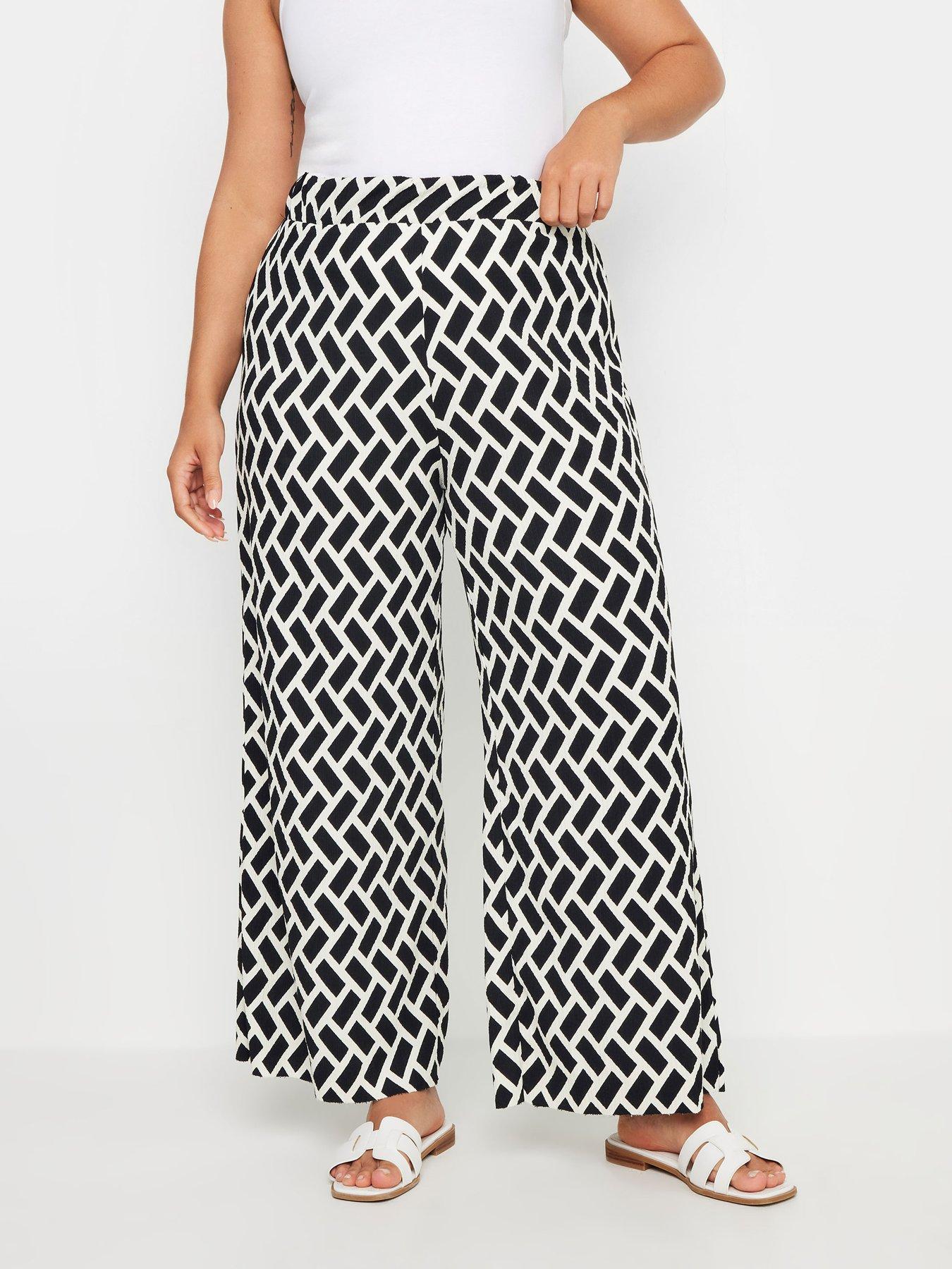 yours-curve-geometric-textured-wide-leg-trousers-black