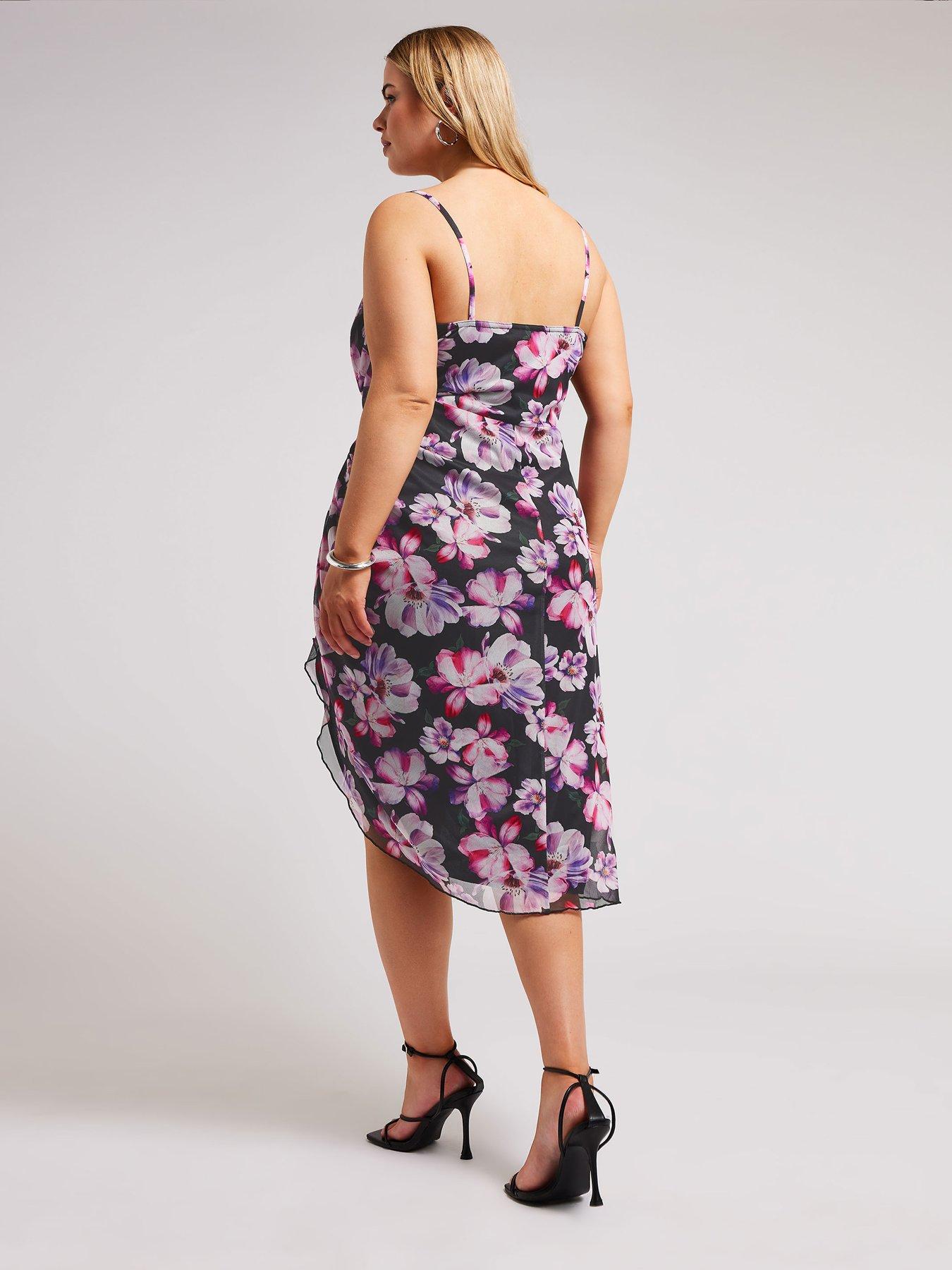 yours-curve-floral-mesh-gathered-tulip-dressstillFront