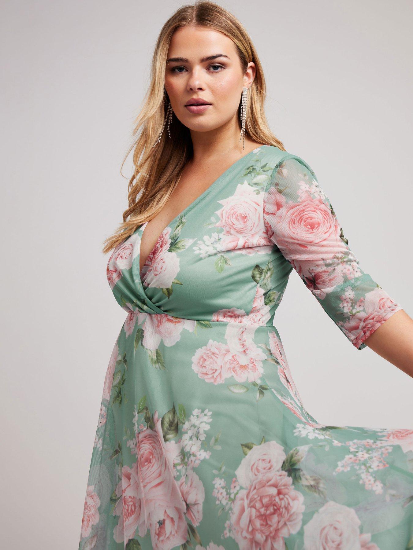 yours-curve-floral-wrap-mesh-hanky-hem-dress-greenoutfit