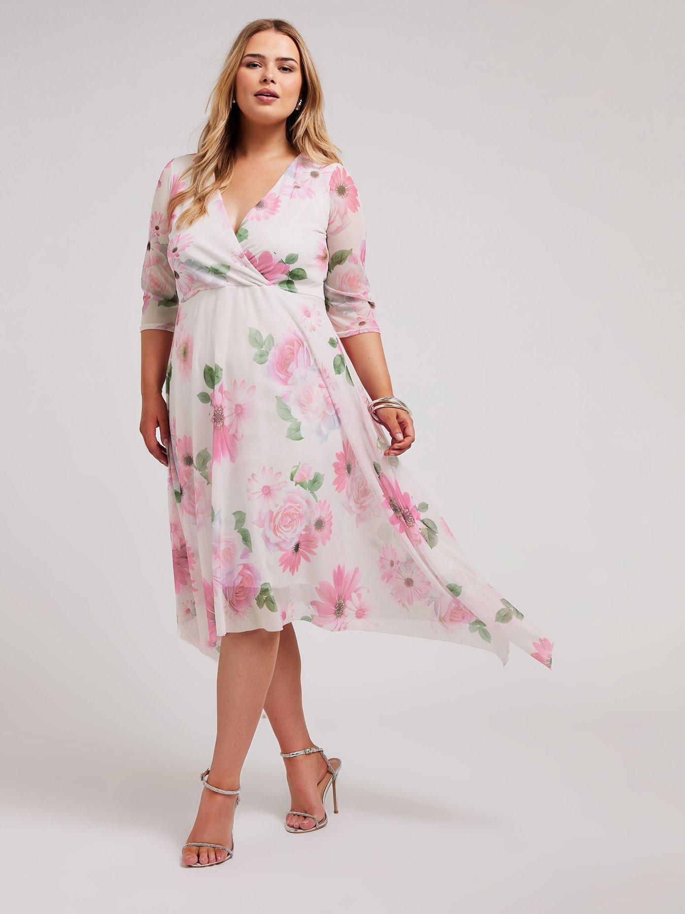 yours-curve-mesh-hanky-hem-knee-length-dress-pinkfront