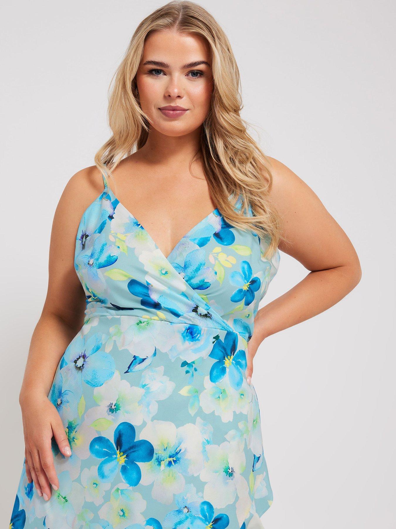 yours-curve-floral-ruffle-wrap-dress-blueoutfit