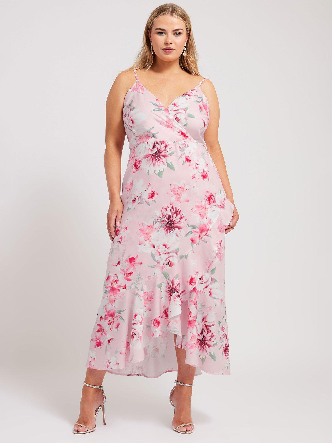 yours-curve-floral-ruffle-wrap-dress-pink