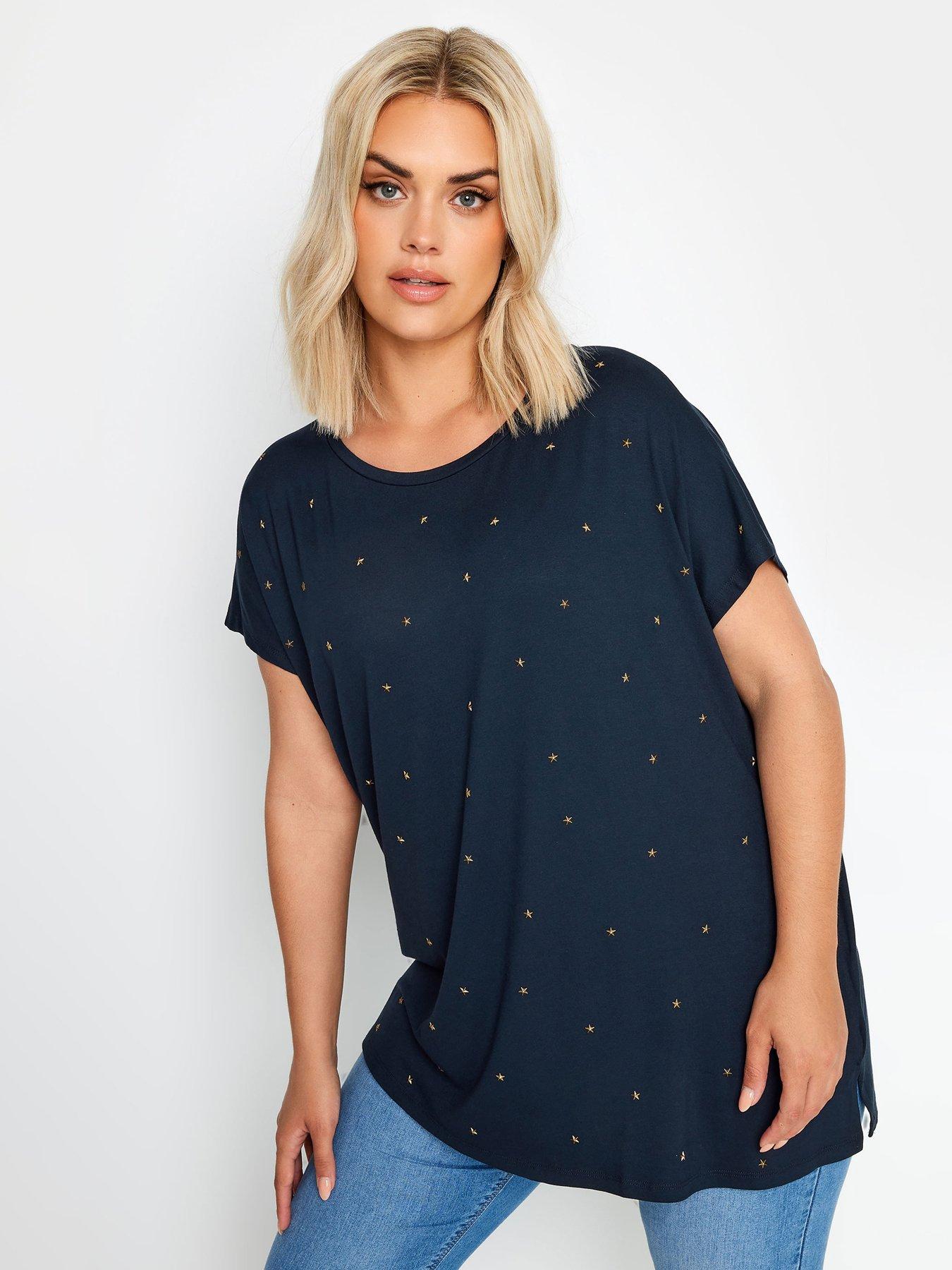 yours-curve-star-embellished-top-blue