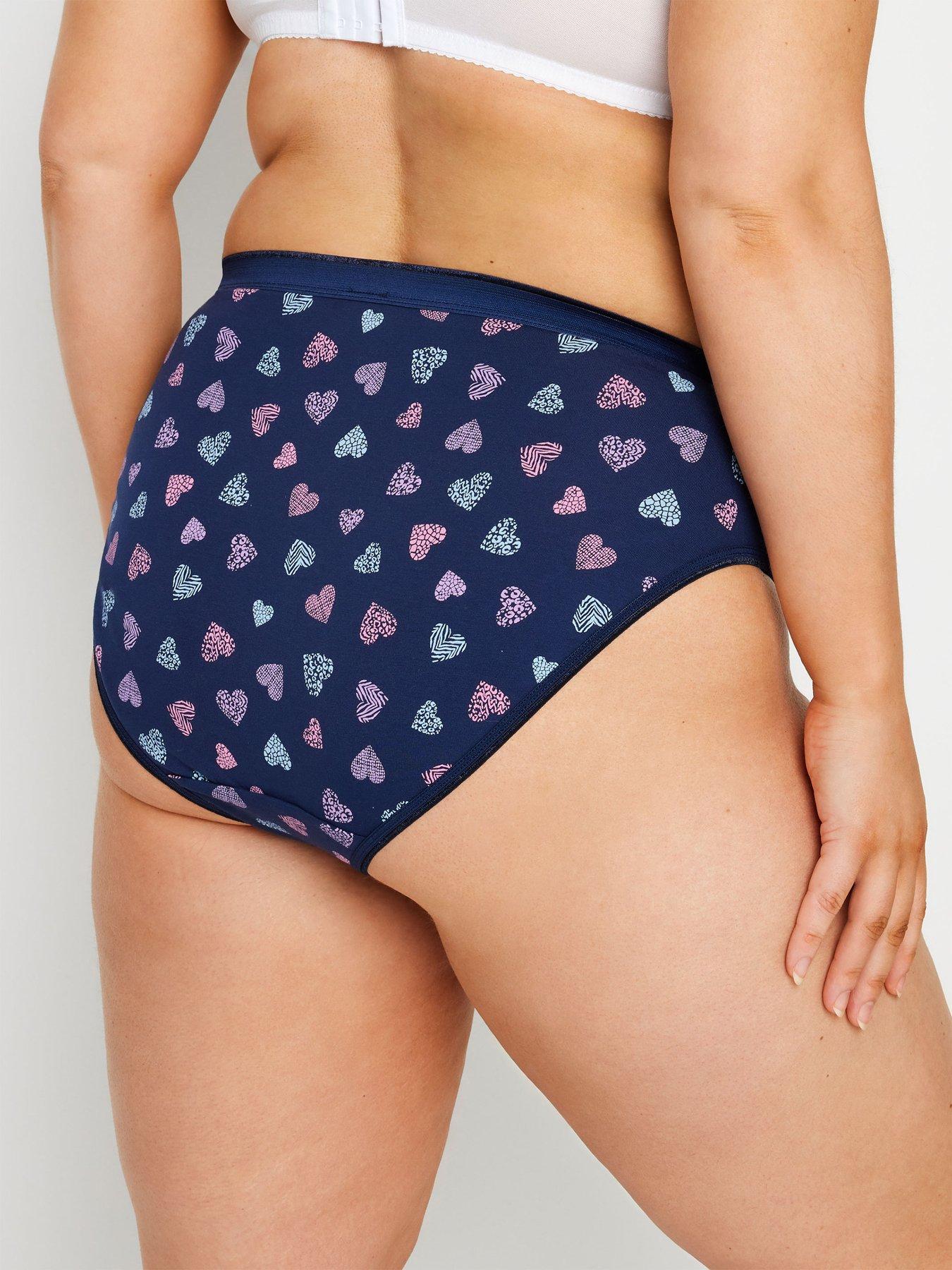 Image 2 of 5 of Yours Curve 5 Pack High Leg Briefs With Stretch - Blue