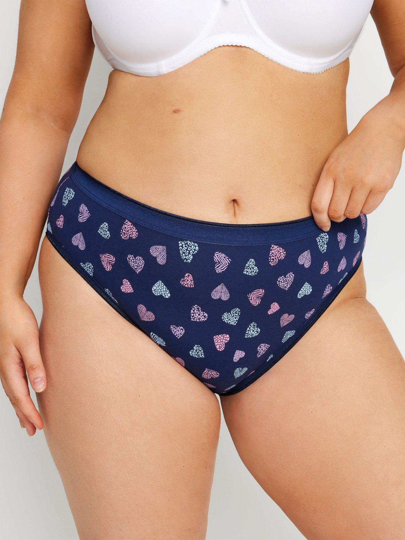 Image 3 of 5 of Yours Curve 5 Pack High Leg Briefs With Stretch - Blue