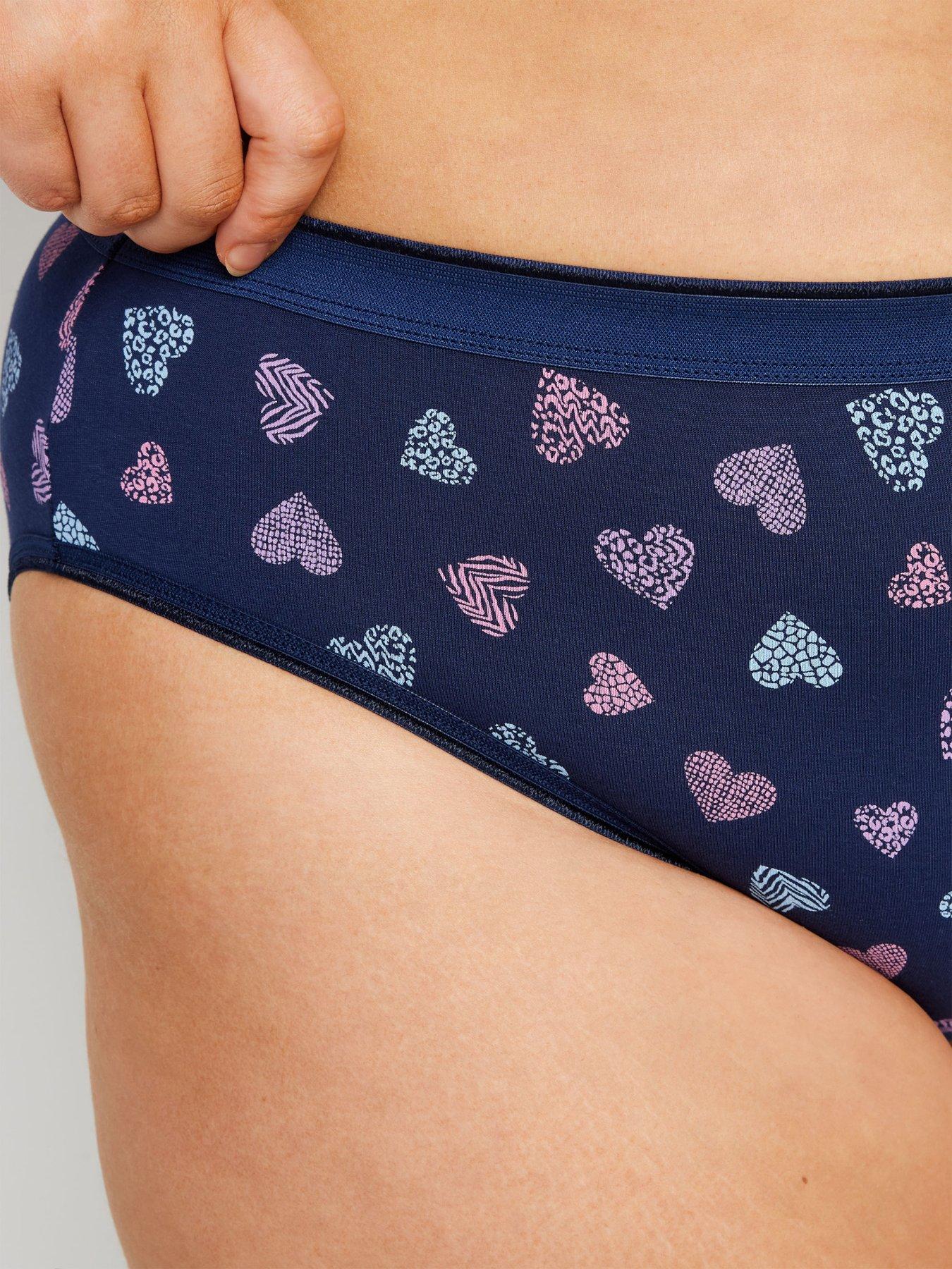 Image 4 of 5 of Yours Curve 5 Pack High Leg Briefs With Stretch - Blue