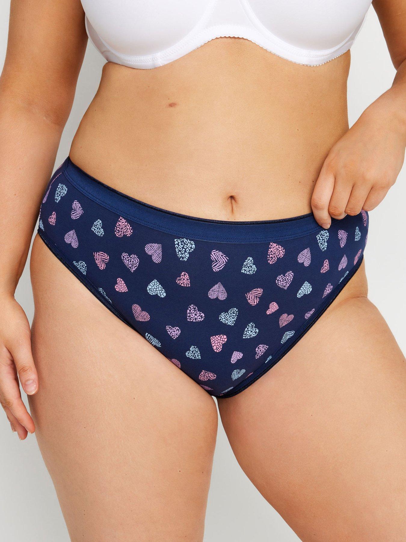 Image 5 of 5 of Yours Curve 5 Pack High Leg Briefs With Stretch - Blue