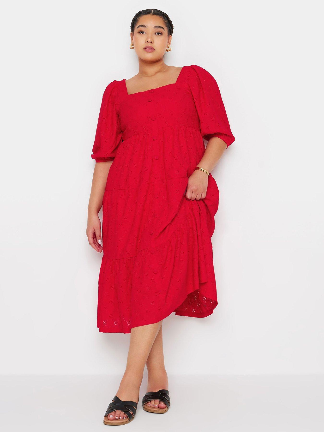 yours-curve-anglaise-button-front-dress-red