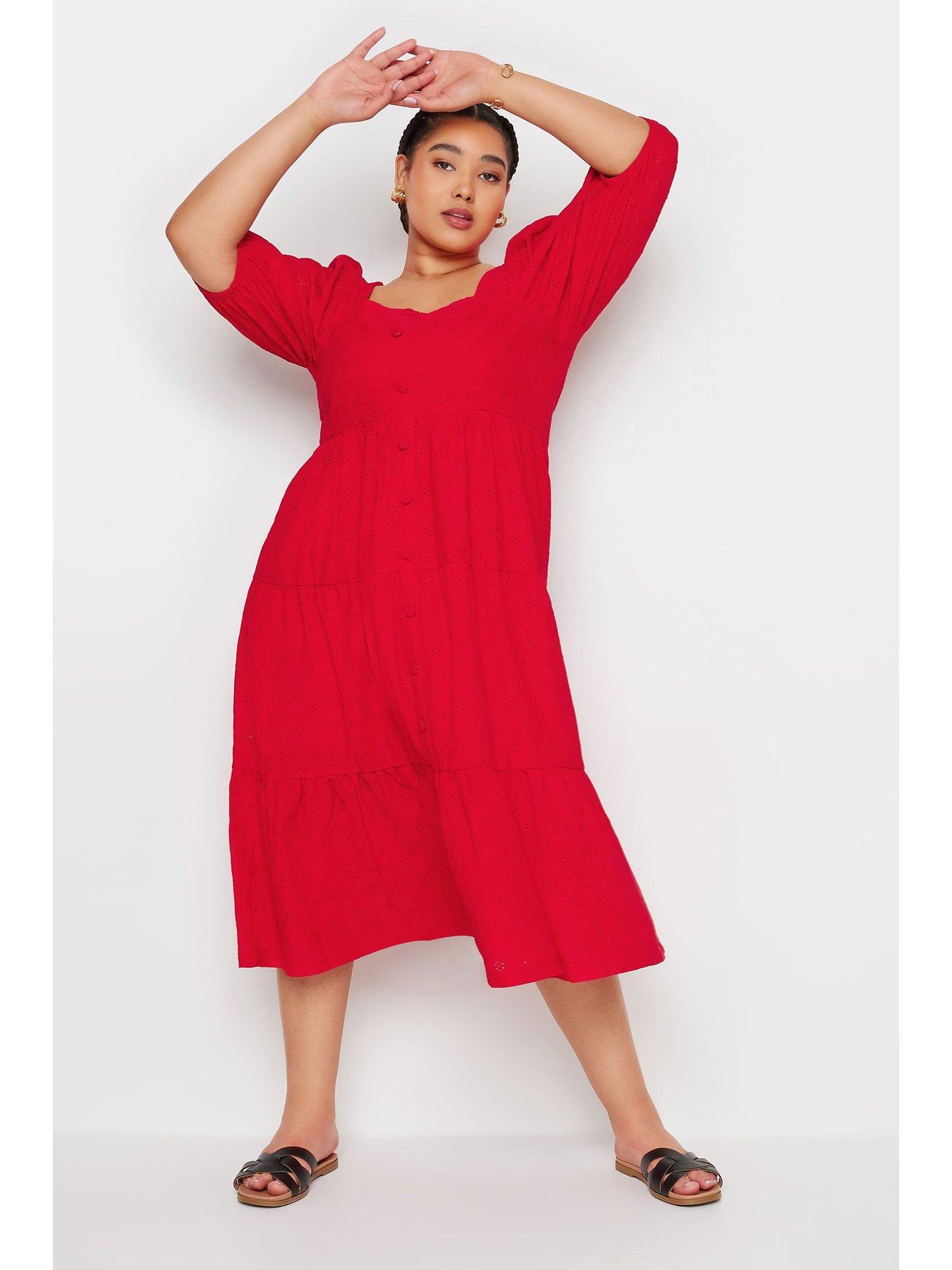 yours-curve-anglaise-button-front-dress-redback