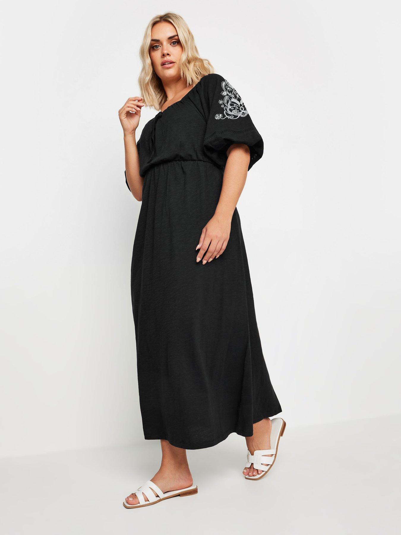 yours-curve-embroidered-puff-sleeve-maxi-dress-blackback