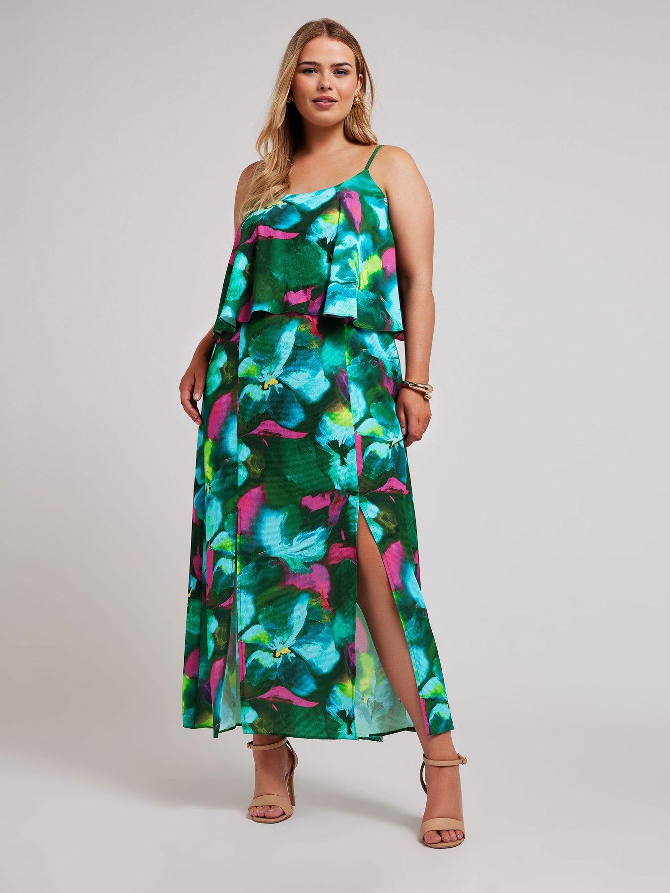 yours-curve-floral-overlay-maxi-dress-green