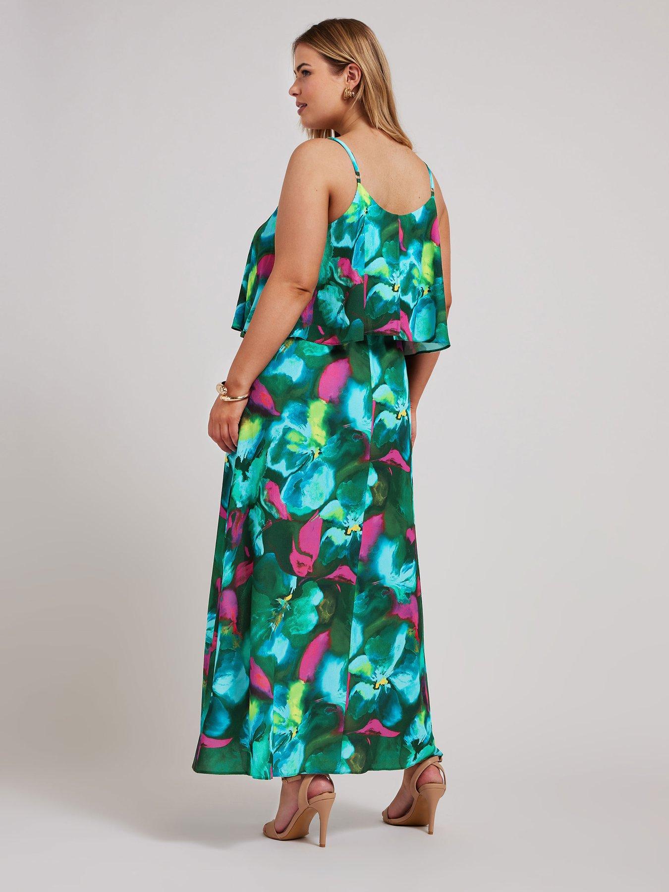 yours-curve-floral-overlay-maxi-dress-greenstillFront