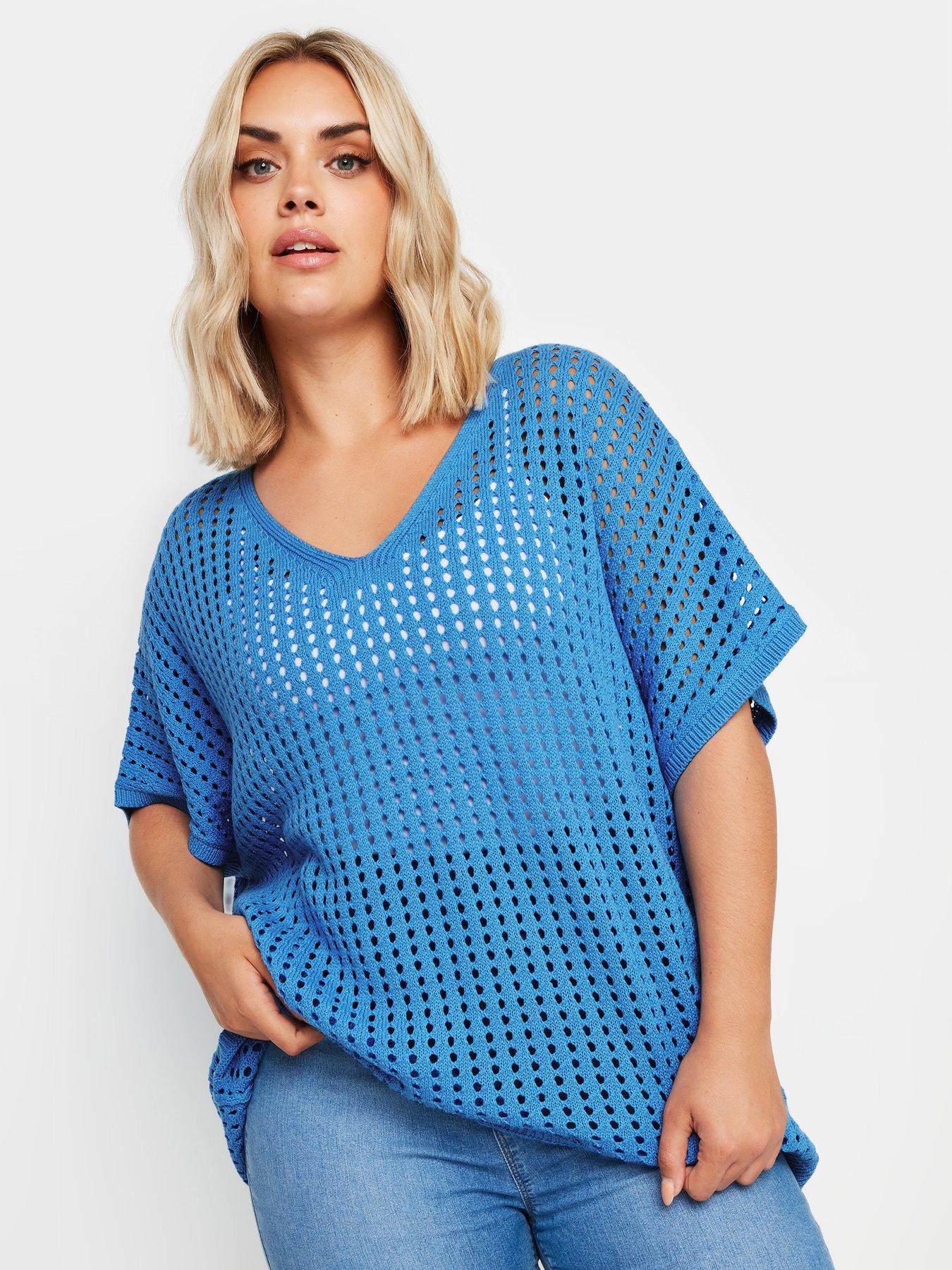 yours-curve-crochet-boxy-cover-up-top-blueoutfit