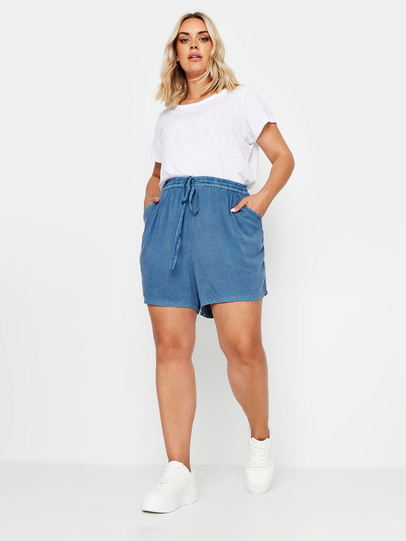 yours-curve-acid-wash-chambray-shorts-blueback