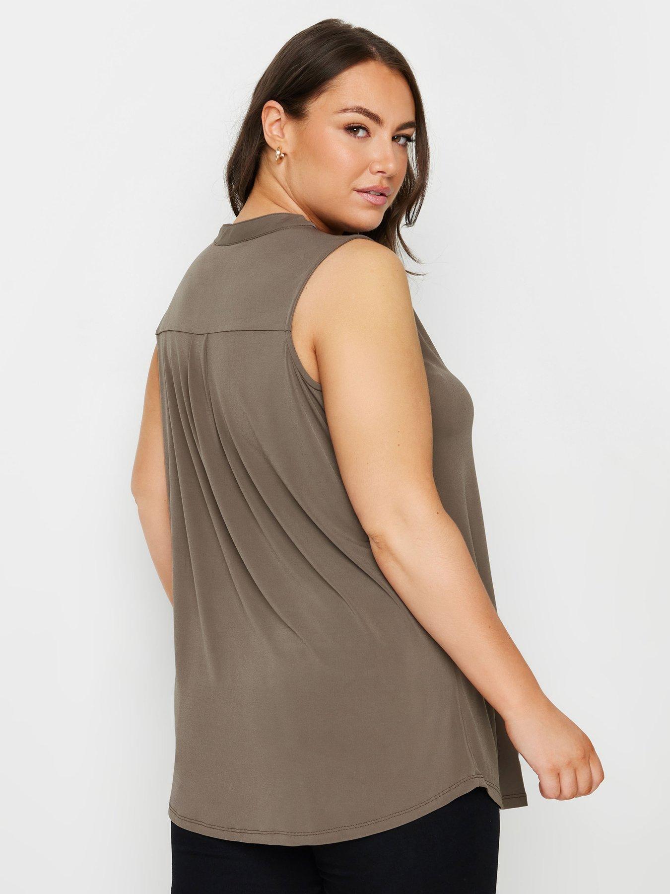 yours-curve-sleeveless-blouse-brownstillFront