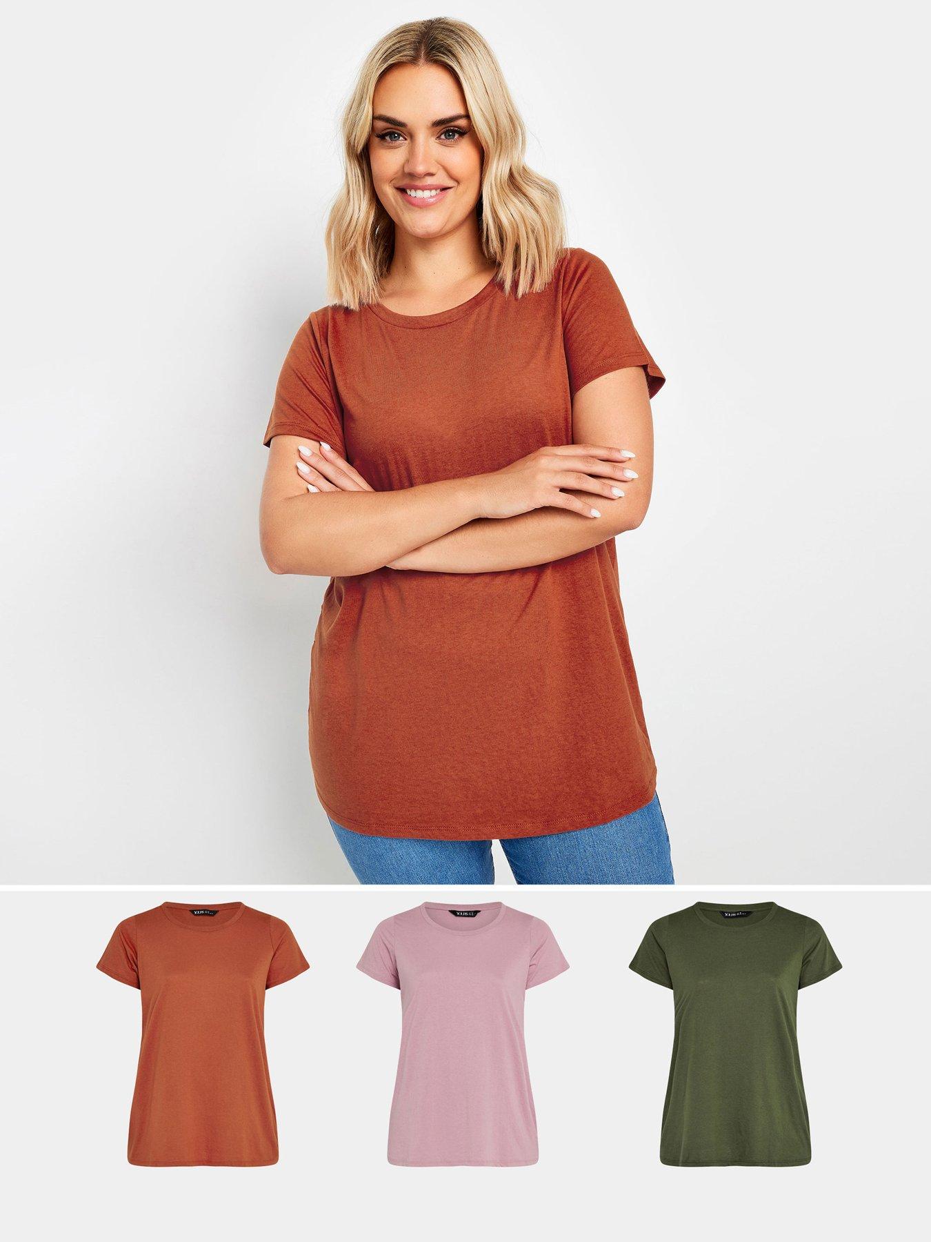 Yours Curve 3 Pack Core Basic T-shirt - Multi | Very Ireland