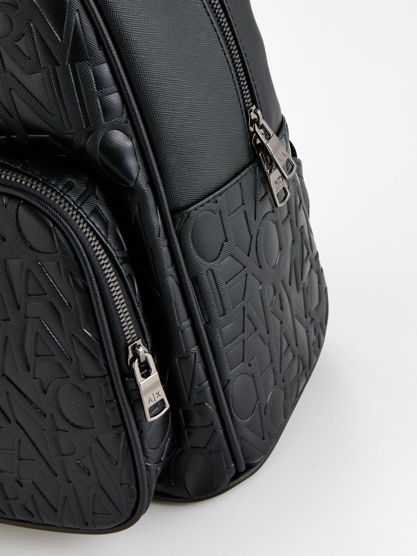 armani-exchange-armani-exchange-all-over-logo-saffiano-backpack-blackdetail