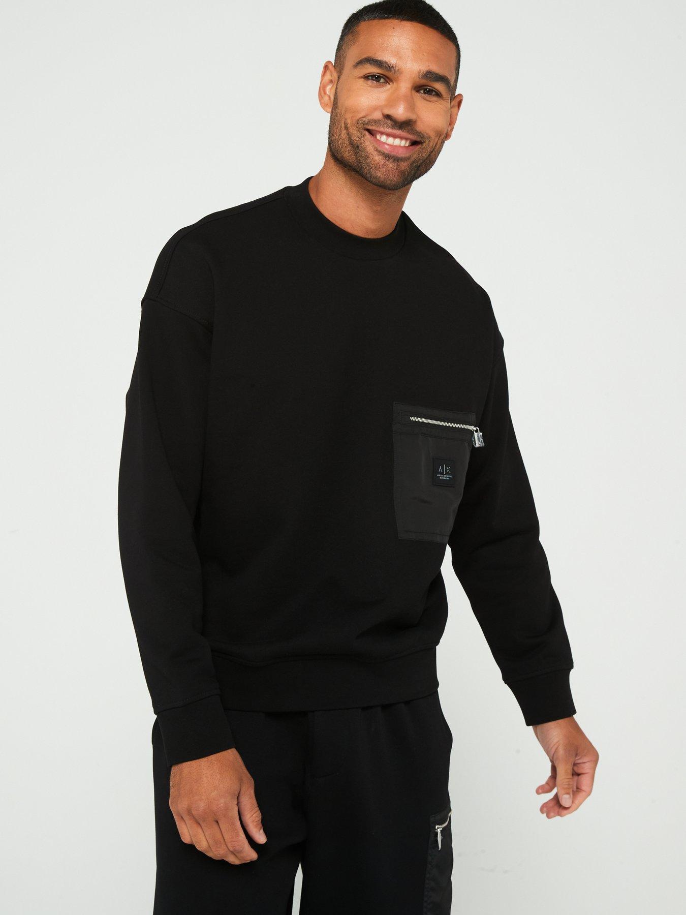 armani-exchange-armani-exchange-black-edition-nylon-patch-pocket-crew-sweat-blackoutfit