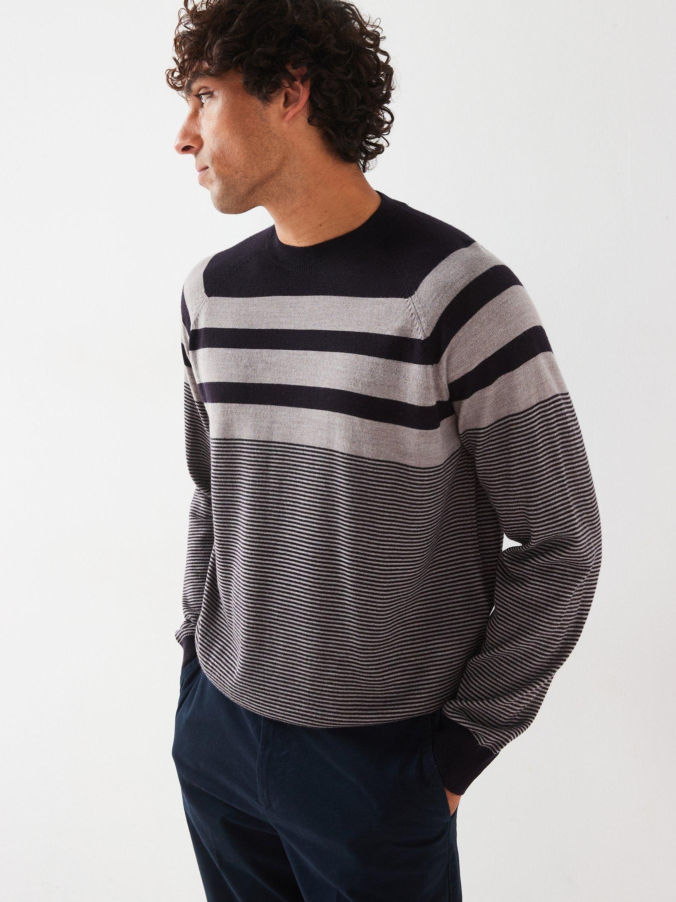 undefined Colour Block Crew Knitted Jumper - Navy