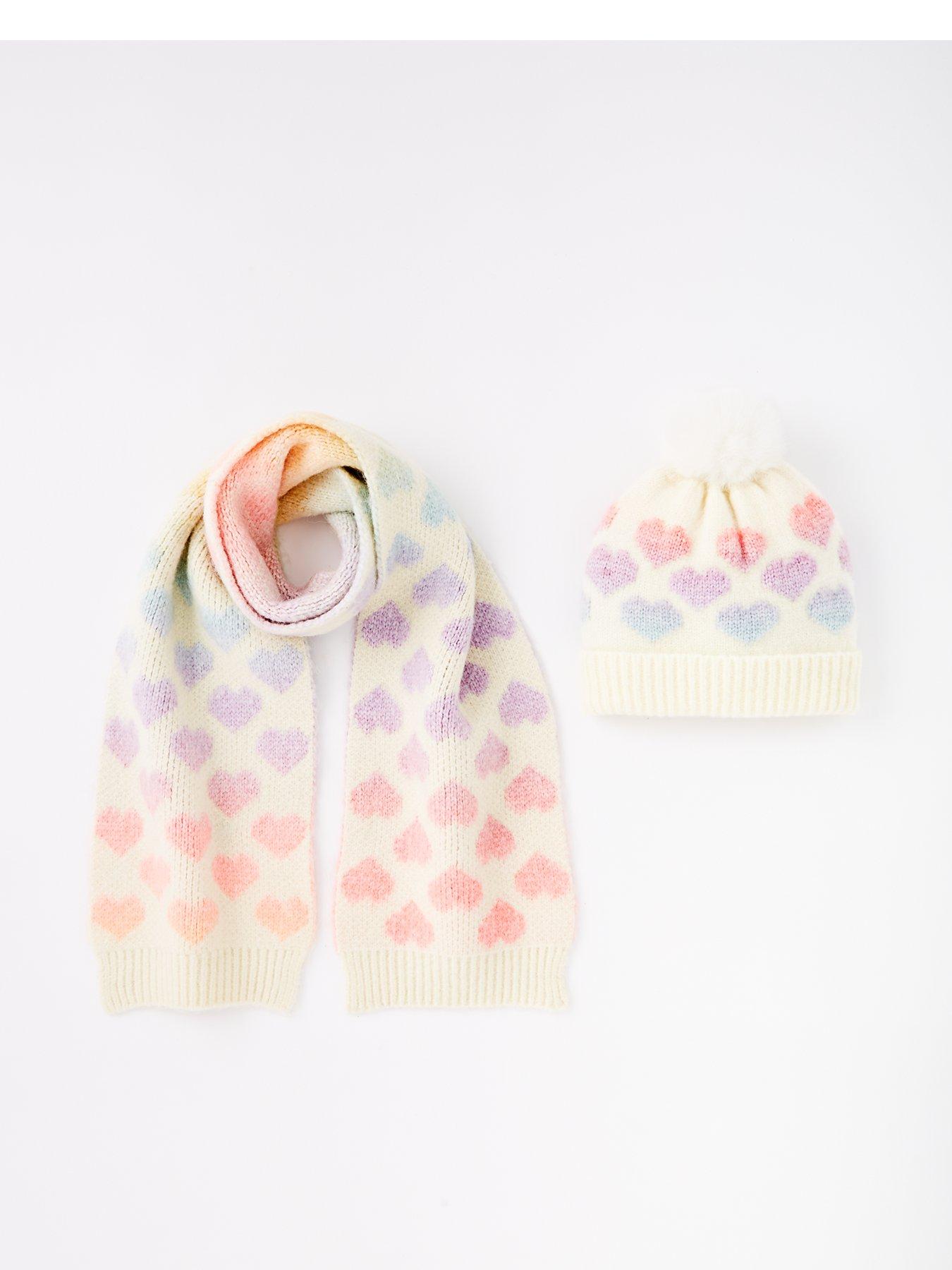 undefined Girls 2 Piece Heart Hat And Scarf Set