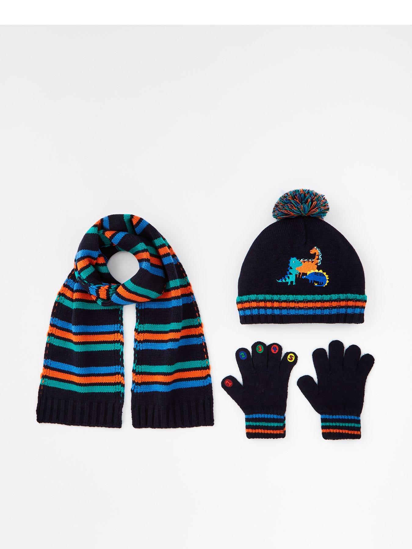 Boys Dinosaur 3 Piece Hat Glove Scarf Set