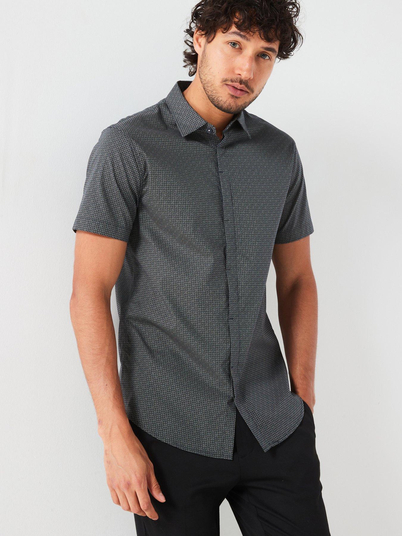 armani-exchange-armani-exchange-slim-fit-micro-print-short-sleeve-shirt-navyfront