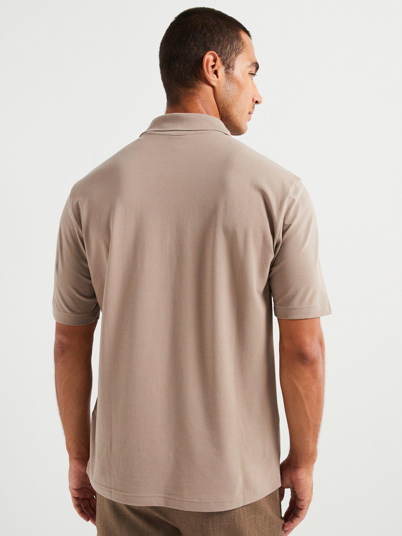 Image 2 of 4 of Armani Exchange Regular Fit A Line Left Chest Patch Logo Polo Shirt - Light Brown