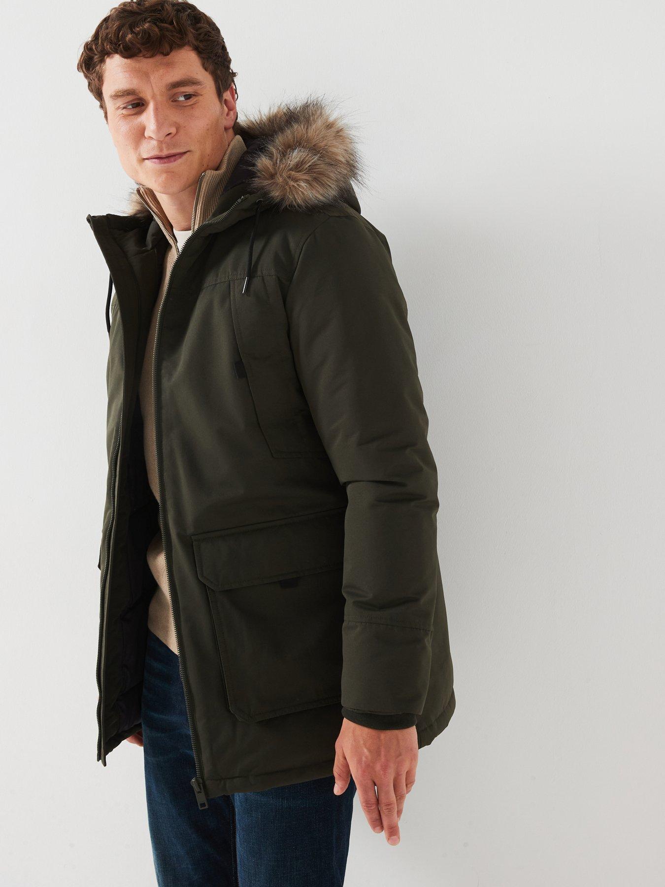 Jack & jones parka jacket with faux fur hood hotsell