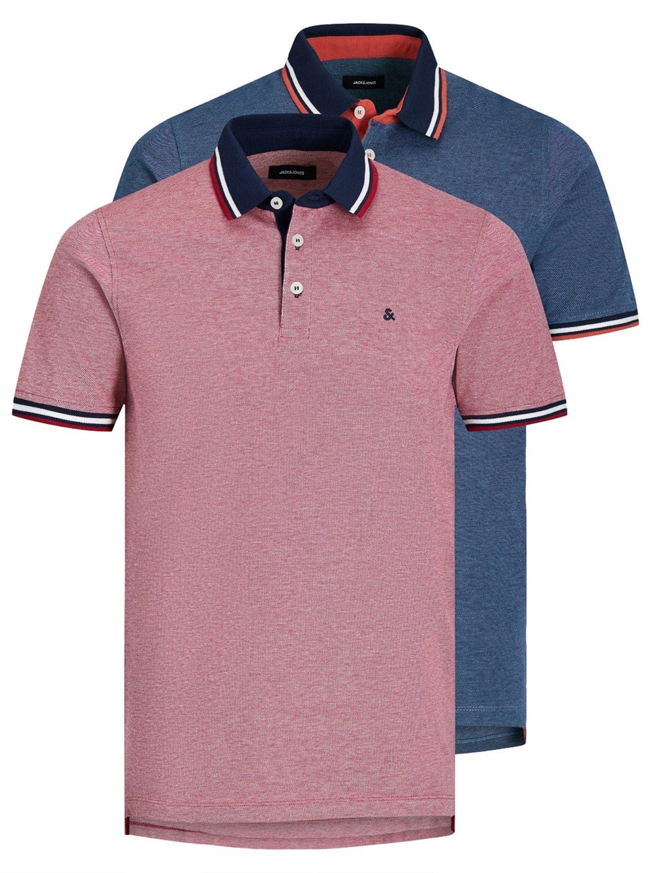 Jack & Jones 2-Pack Paulos Short Sleeve Polo Shirts - Multi in Rio Red Pack