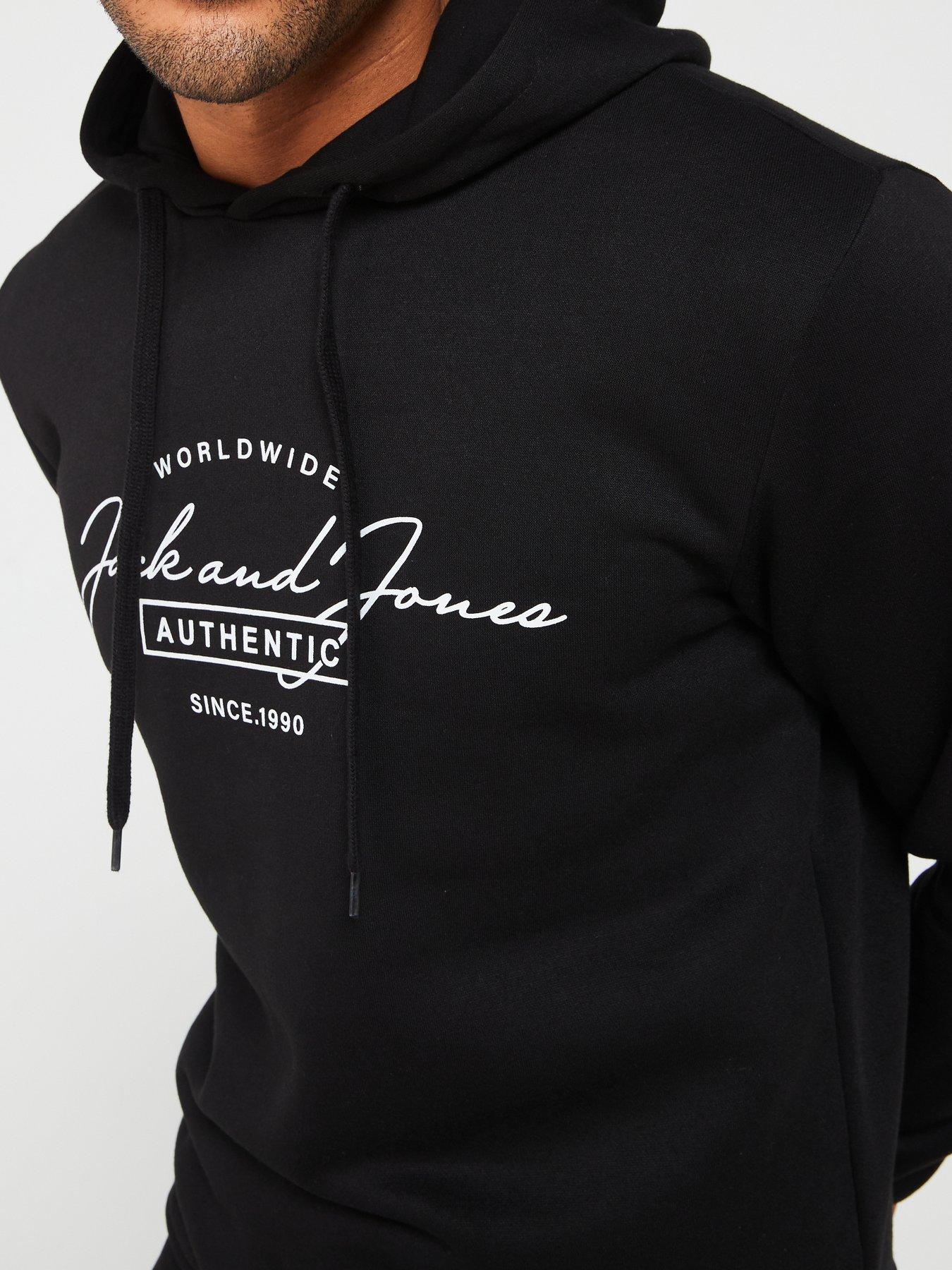 Image 4 of 6 of Jack & Jones Jack &amp; Jones Ferris Script Logo Sweat Tracksuit - Black