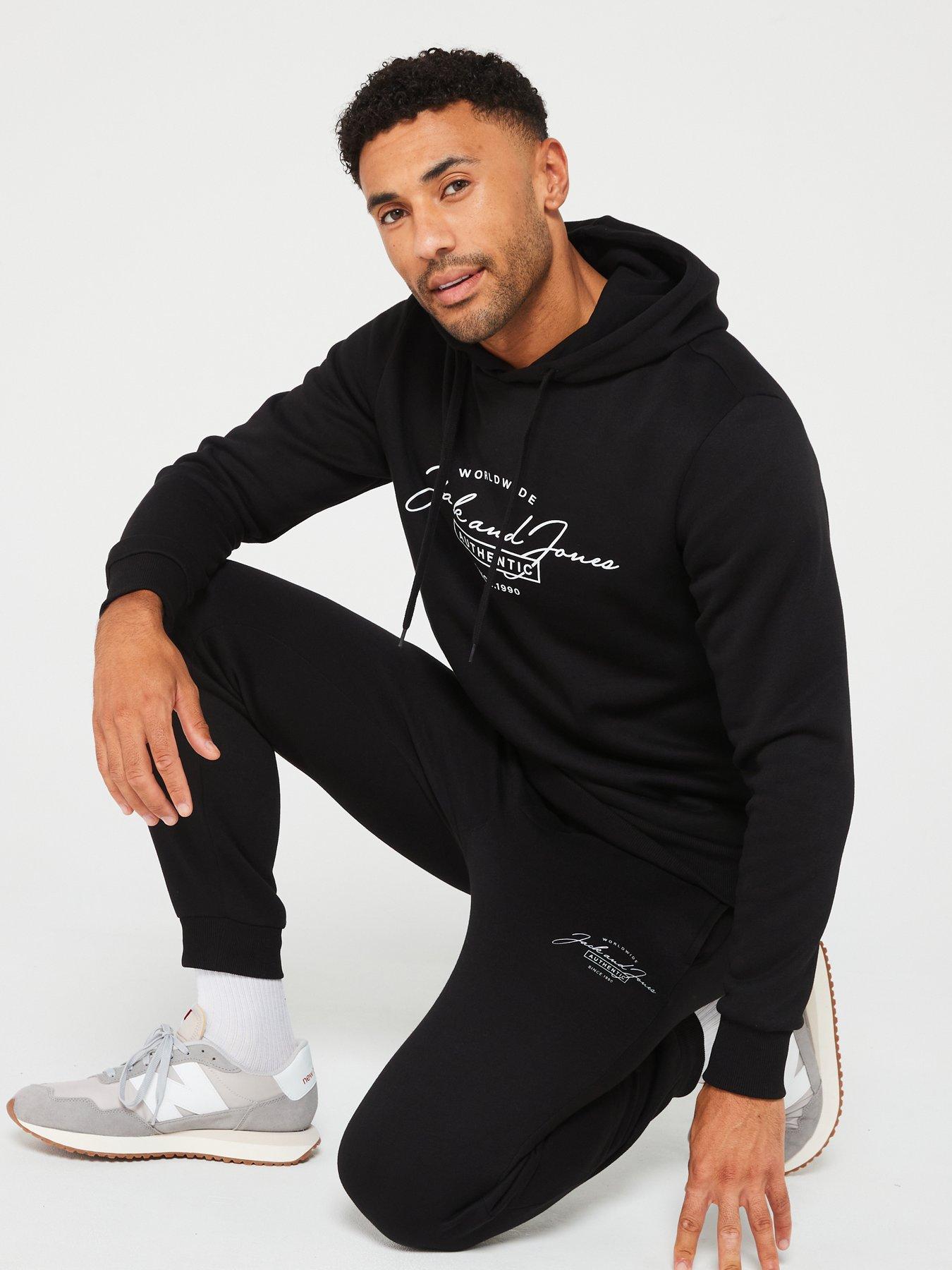 Image 6 of 6 of Jack & Jones Jack &amp; Jones Ferris Script Logo Sweat Tracksuit - Black