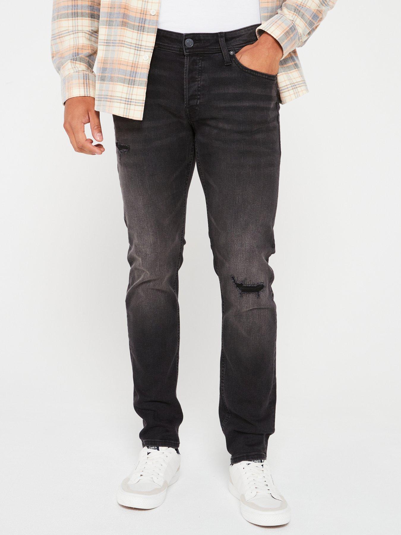 jack-jones-glenn-distressed-slim-fit-jeans-blackfront