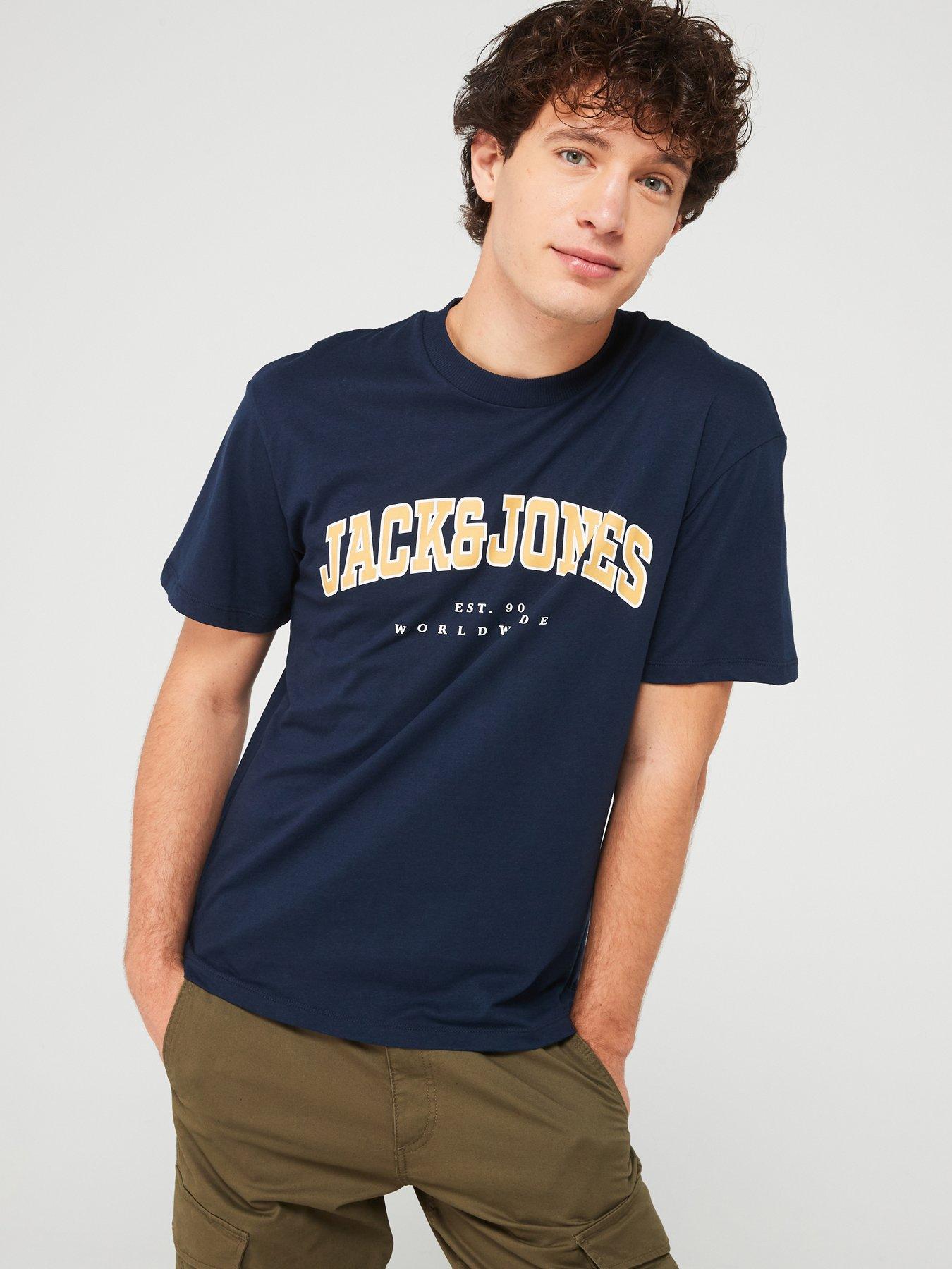 Image 1 of 4 of Jack & Jones Varsity Logo T-Shirt - Navy
