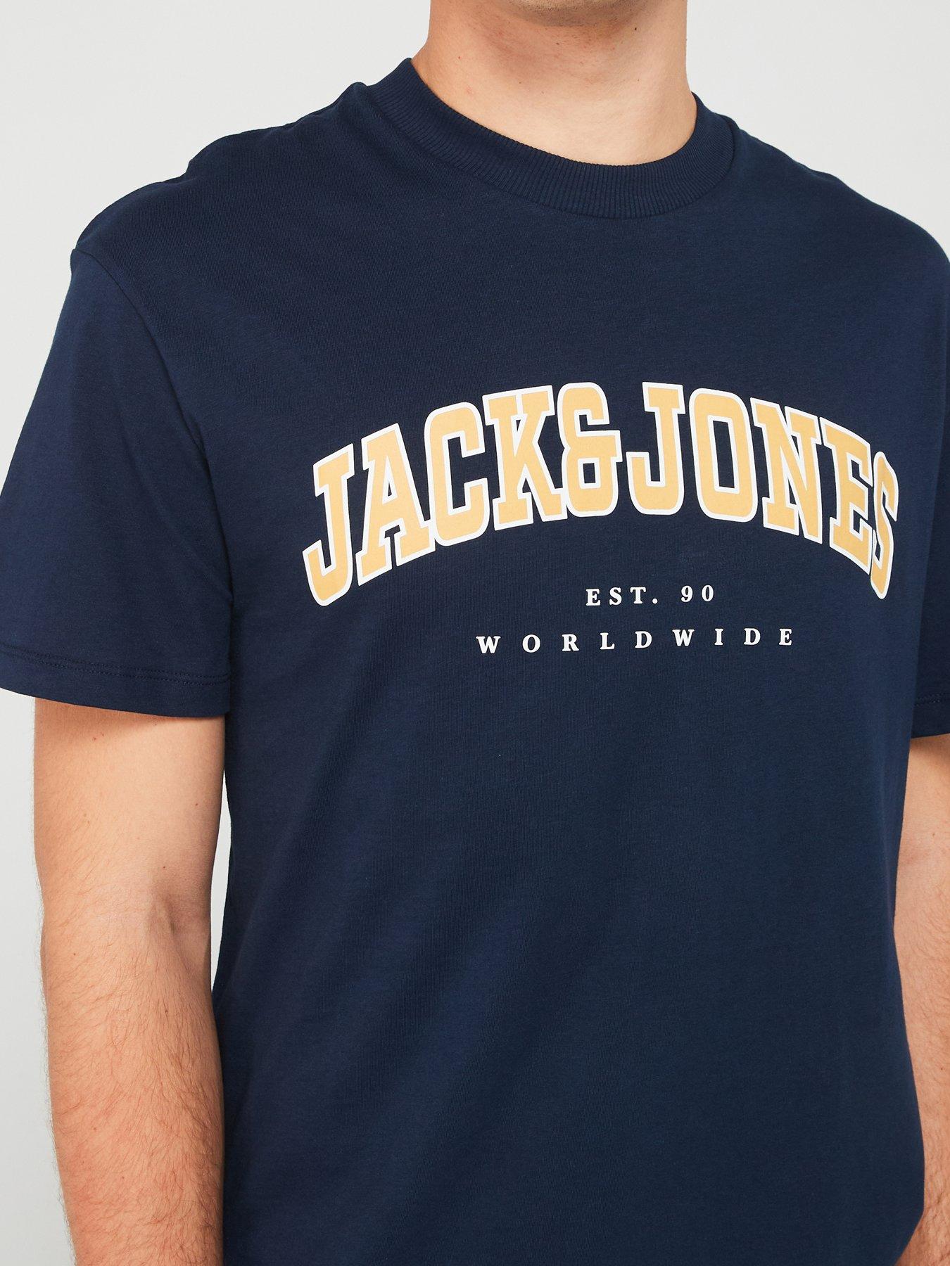 Image 4 of 4 of Jack & Jones Varsity Logo T-Shirt - Navy