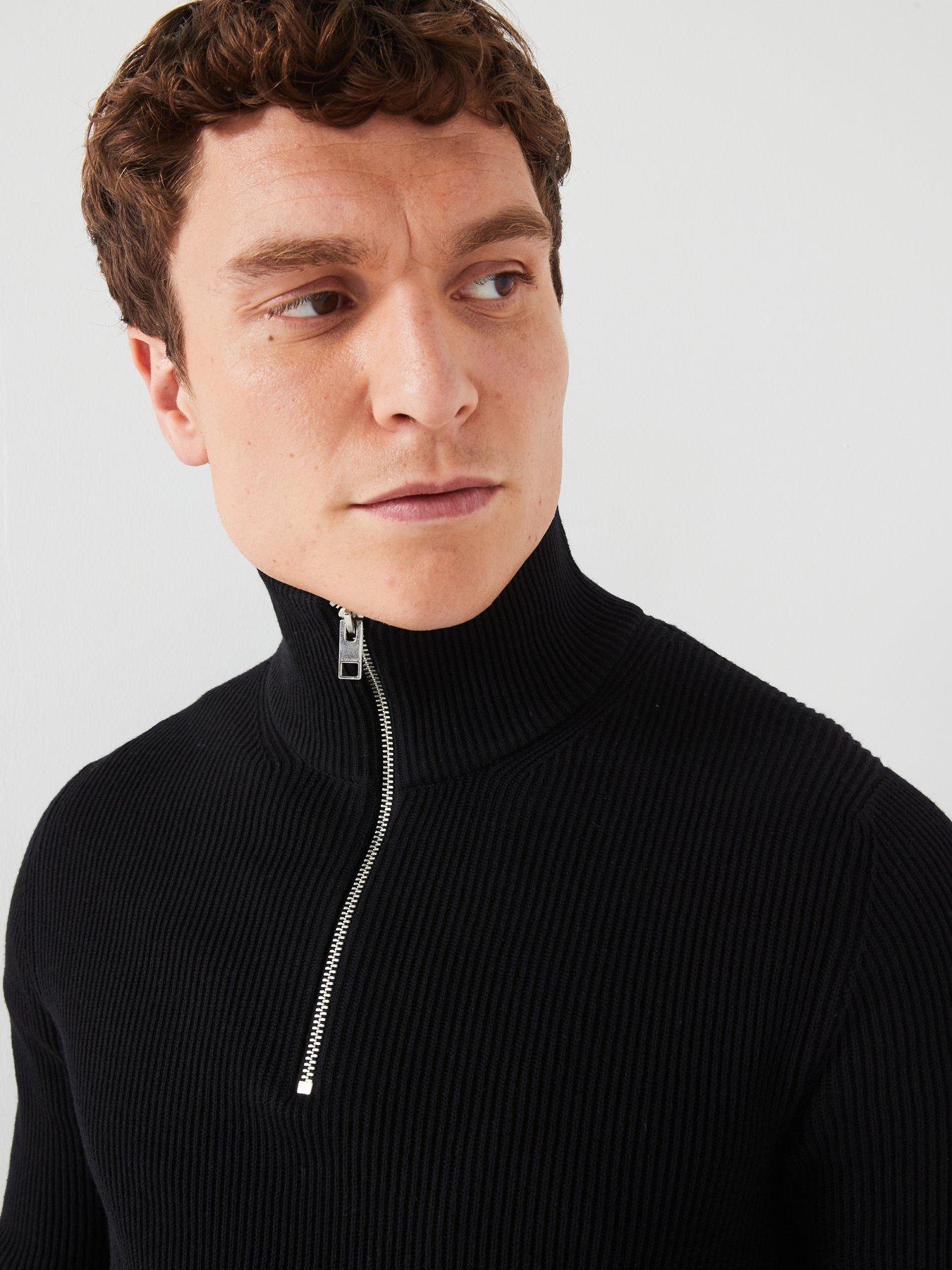 jack-jones-ribbed-half-zip-knitted-jumper-blackoutfit