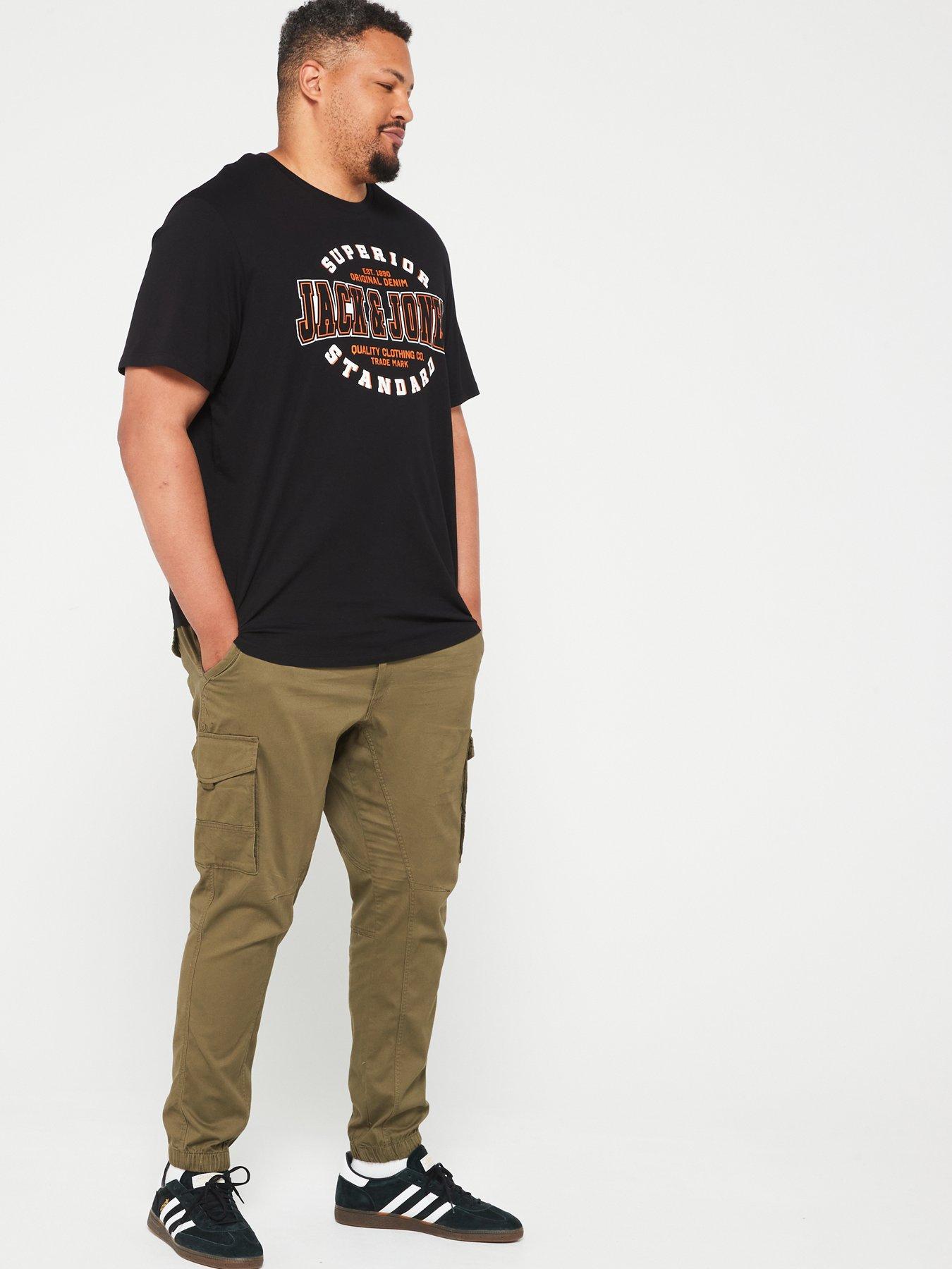 Image 3 of 6 of Jack & Jones Plus Paul Flake Slim Fit Cuffed Cargo Trousers - Green
