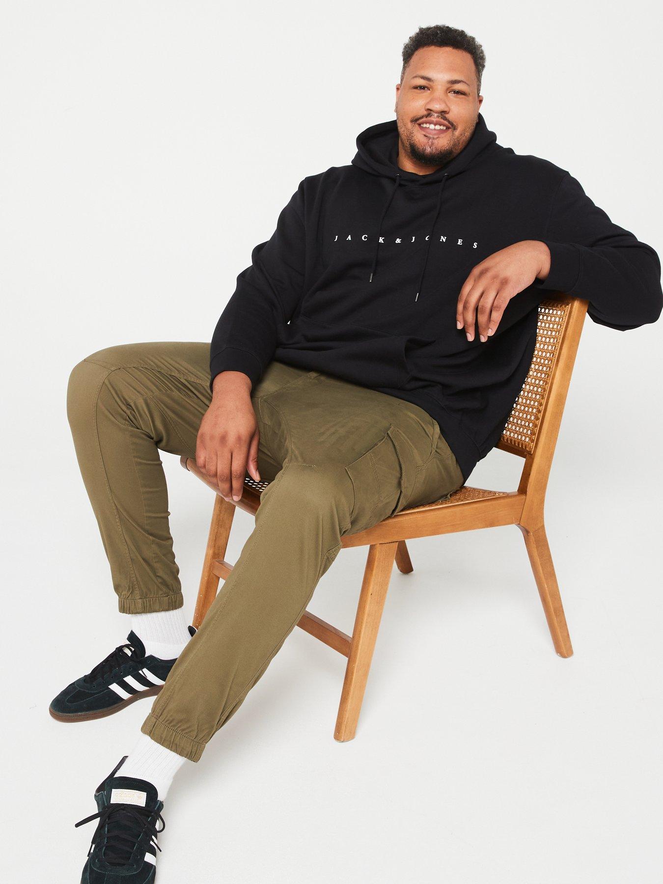 Image 4 of 6 of Jack & Jones Plus Paul Flake Slim Fit Cuffed Cargo Trousers - Green