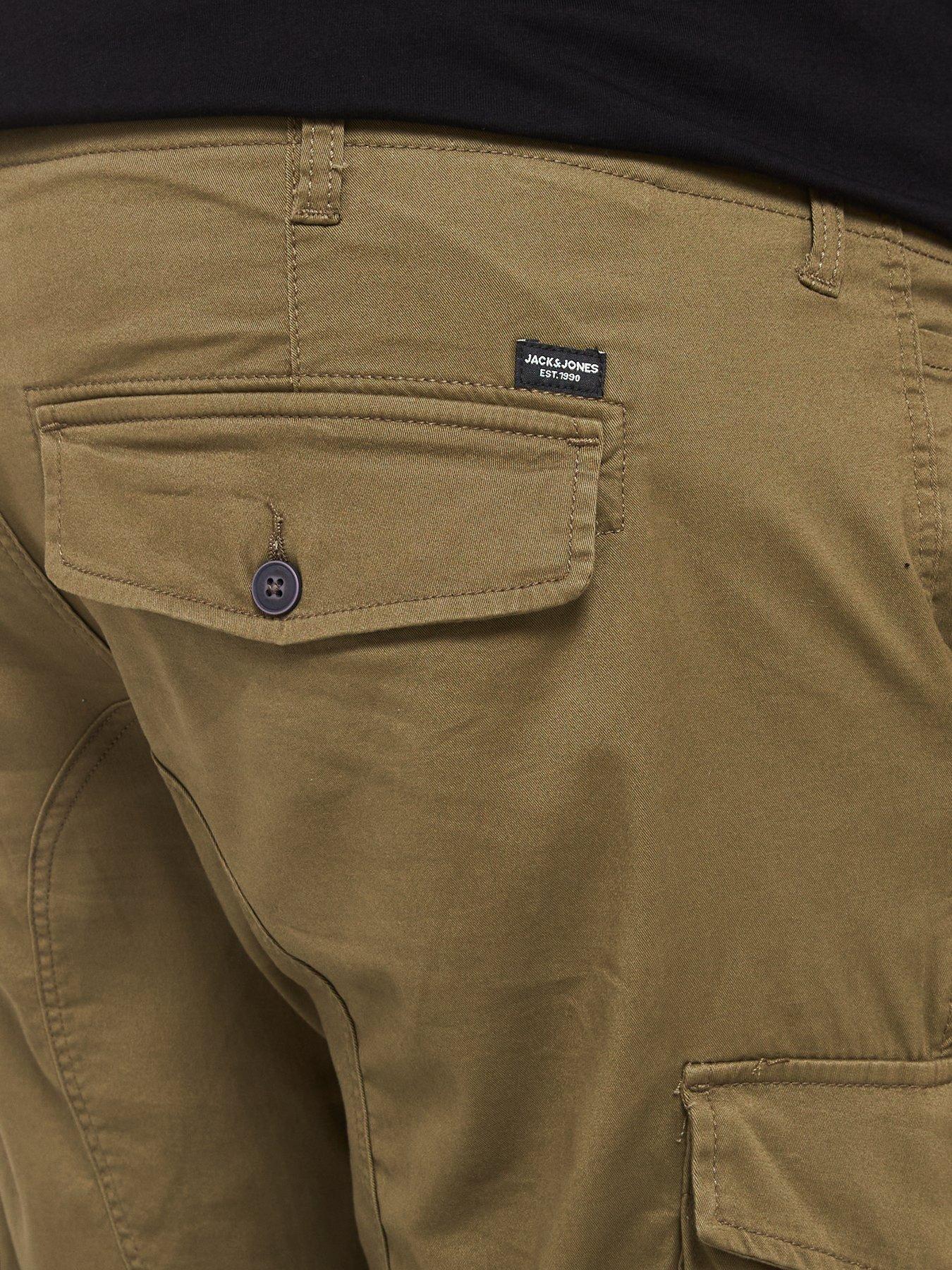 Image 6 of 6 of Jack & Jones Plus Paul Flake Slim Fit Cuffed Cargo Trousers - Green