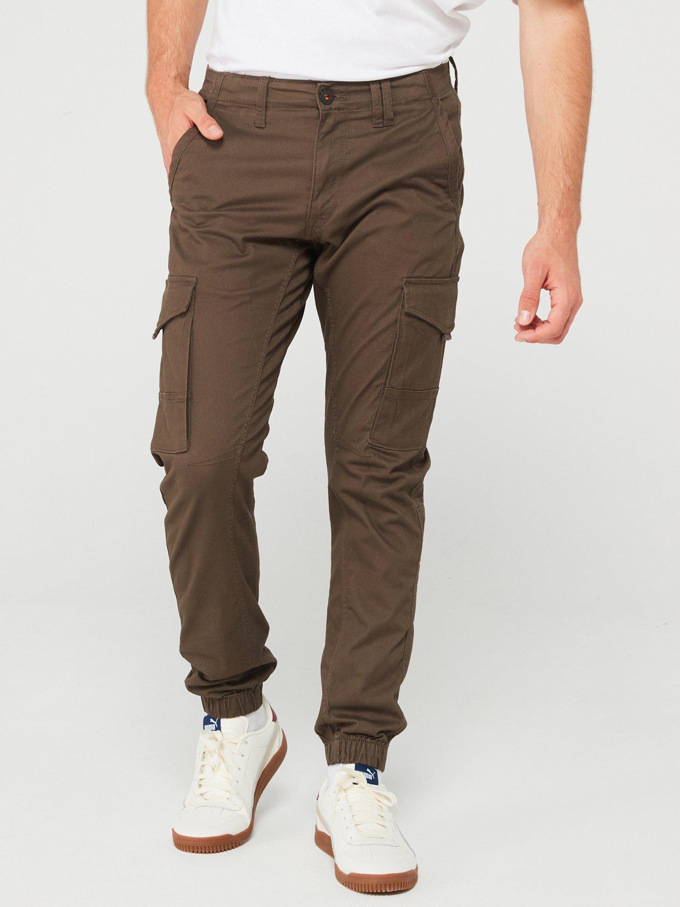 jack-jones-jack-amp-jones-paul-flake-slim-fit-cuffed-cargo-trousers-brown