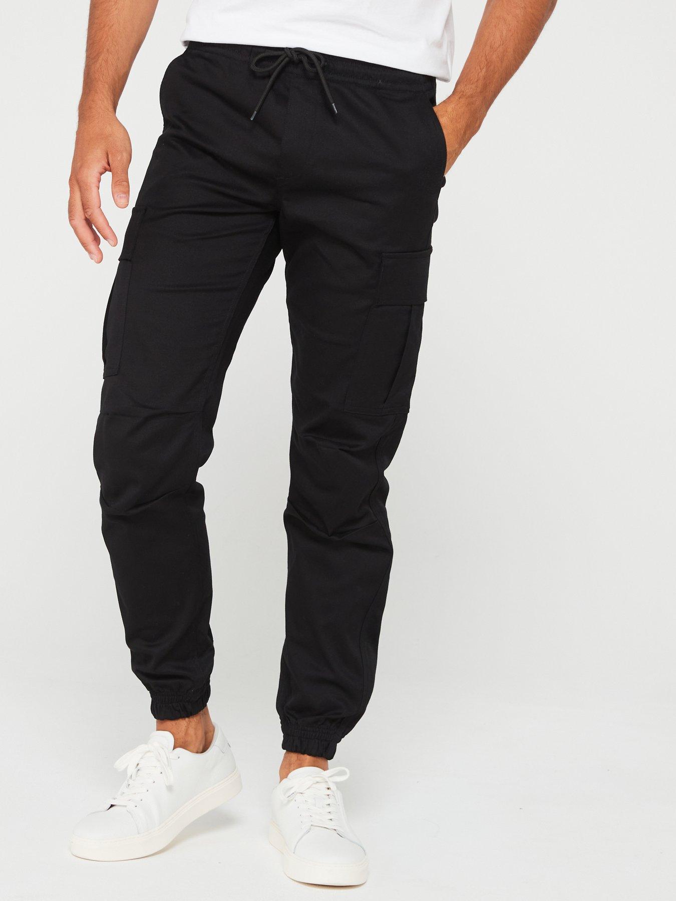 jack-jones-jack-amp-jones-kane-relaxed-fit-cuffed-cargo-trousers-black