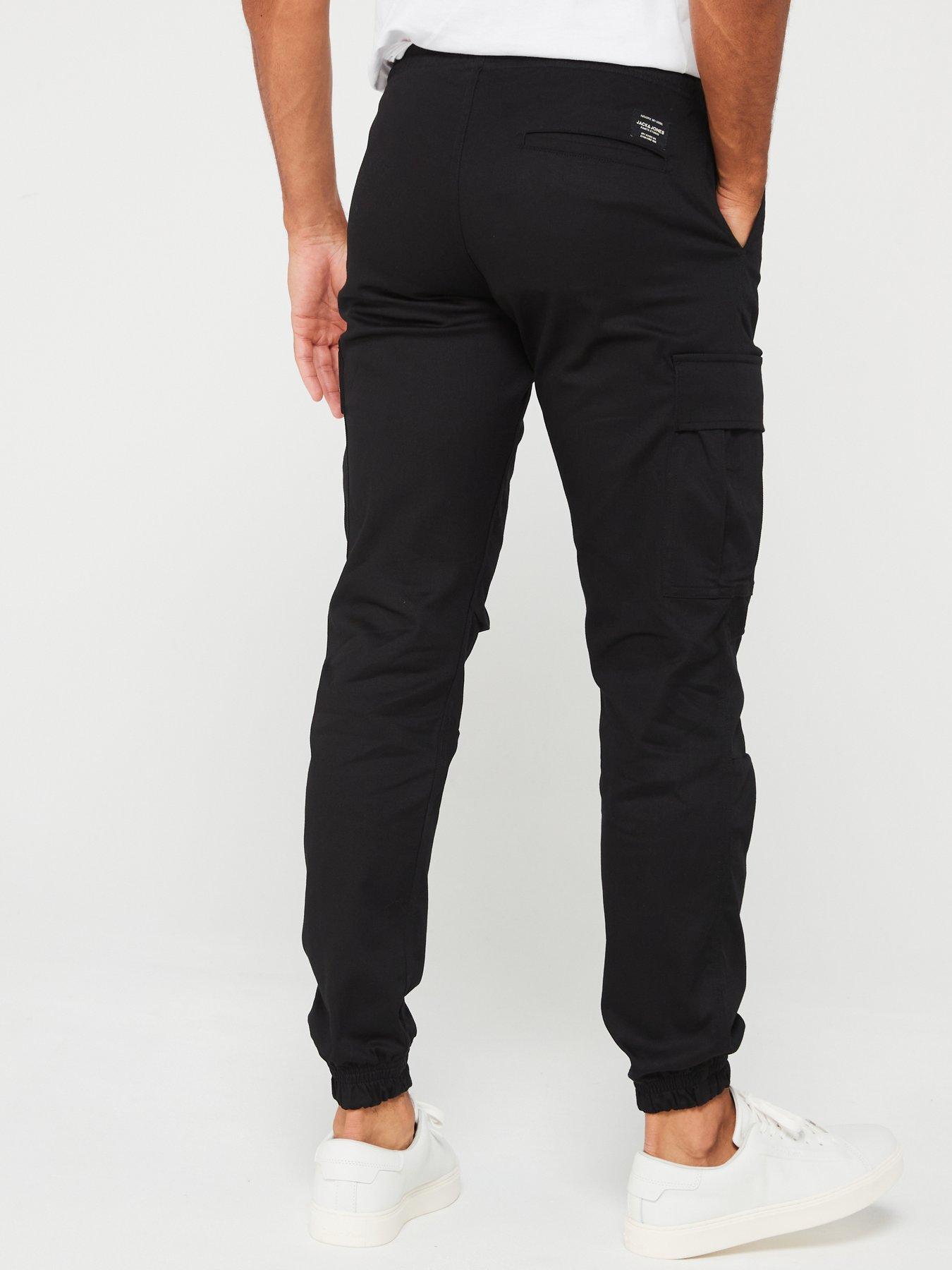 jack-jones-jack-amp-jones-kane-relaxed-fit-cuffed-cargo-trousers-blackstillFront